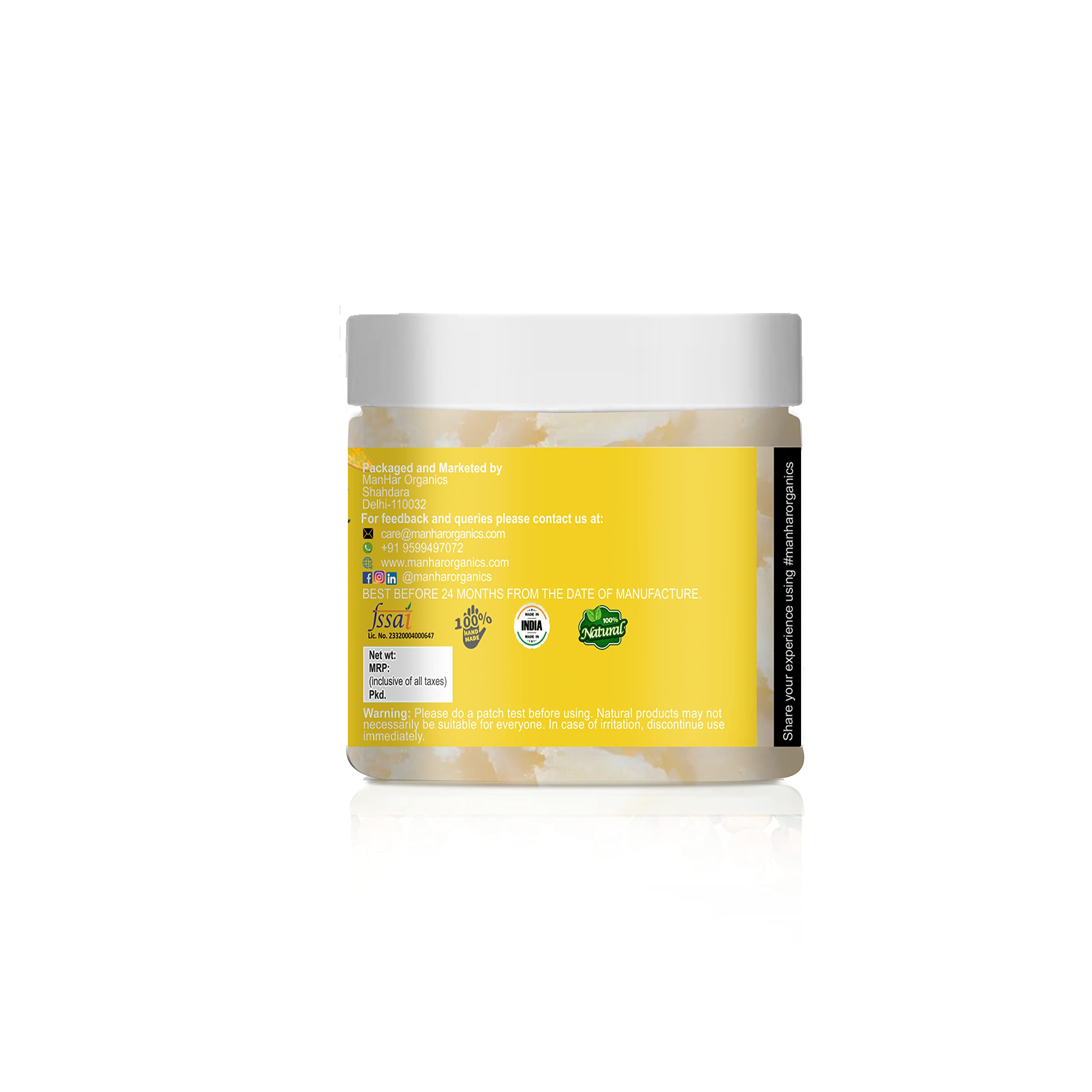 Organic Mango Butter 4.4oz (125g) - Raw, Unrefined African Body Butter for Dry Skin, Hair & Lips | Natural Moisturizer & Nourishing Cream | DIY Skincare, Body Care & Lip Balm | Perfect for Massage, Stretch Marks & Cracked Heels