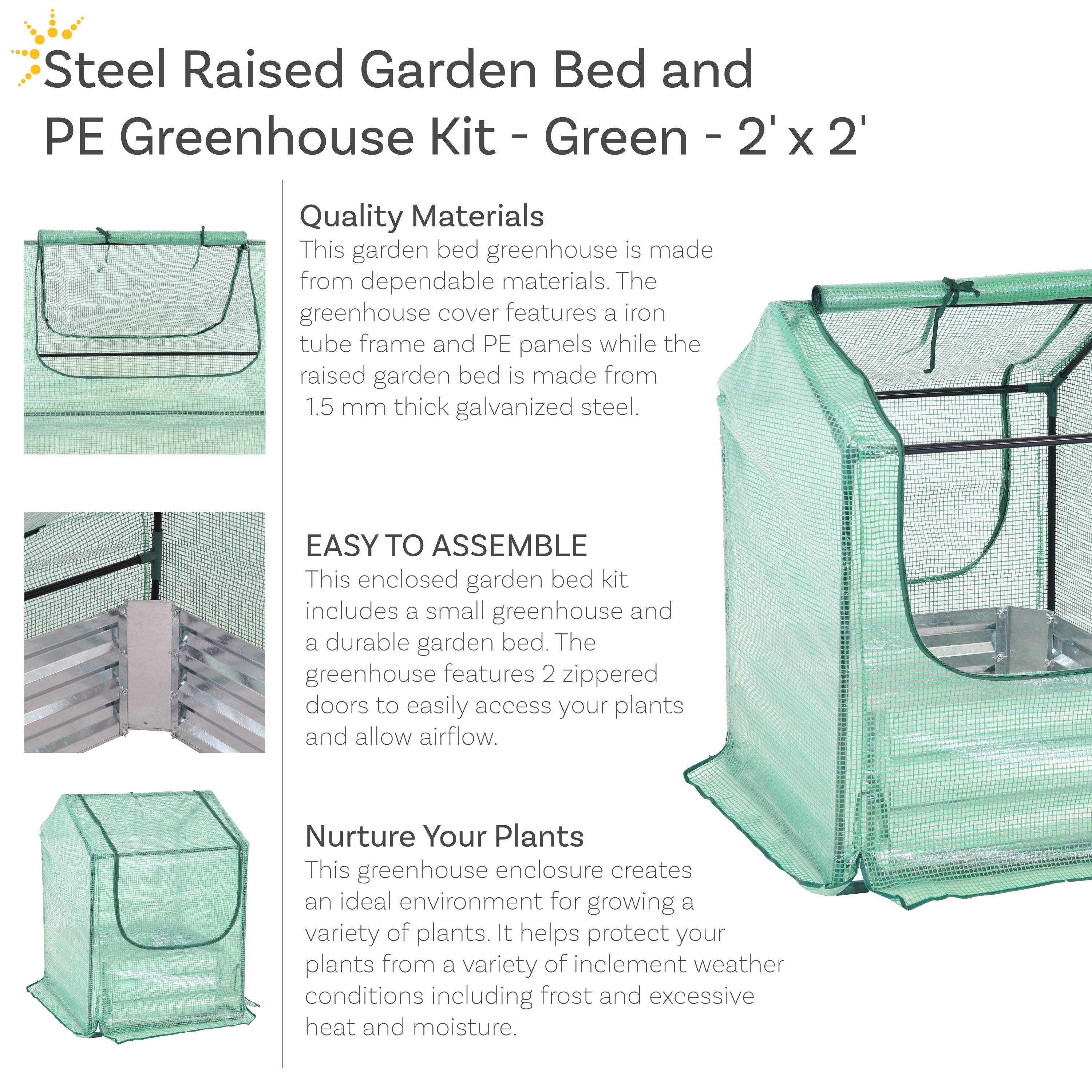 Sunnydaze 4x8ft Steel Raised Garden Bed with Mini Greenhouse Kit - Durable Outdoor Gardening System for Vegetables, Herbs & Flowers - Perfect for Backyard, Patio & Urban Gardening