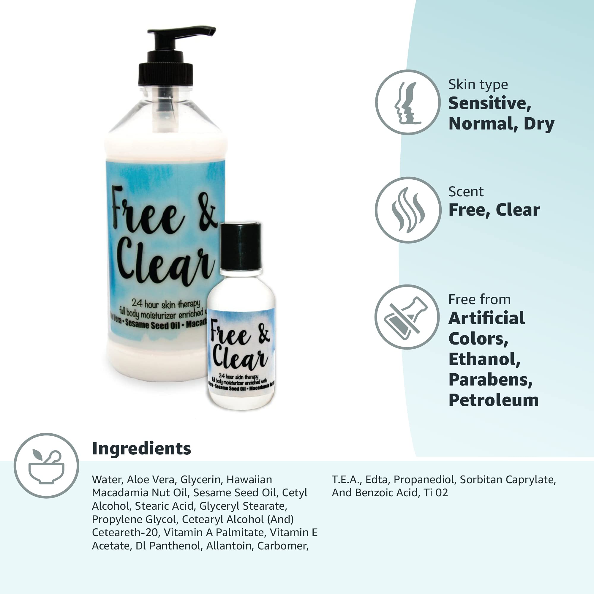 **The Lotion Company 24-Hour Fragrance-Free Skin Therapy Lotion for Sensitive Skin – Hypoallergenic, Unscented, Free & Clear Moisturizer – Perfect for Dry, Sensitive Skin & Daily Hydration**