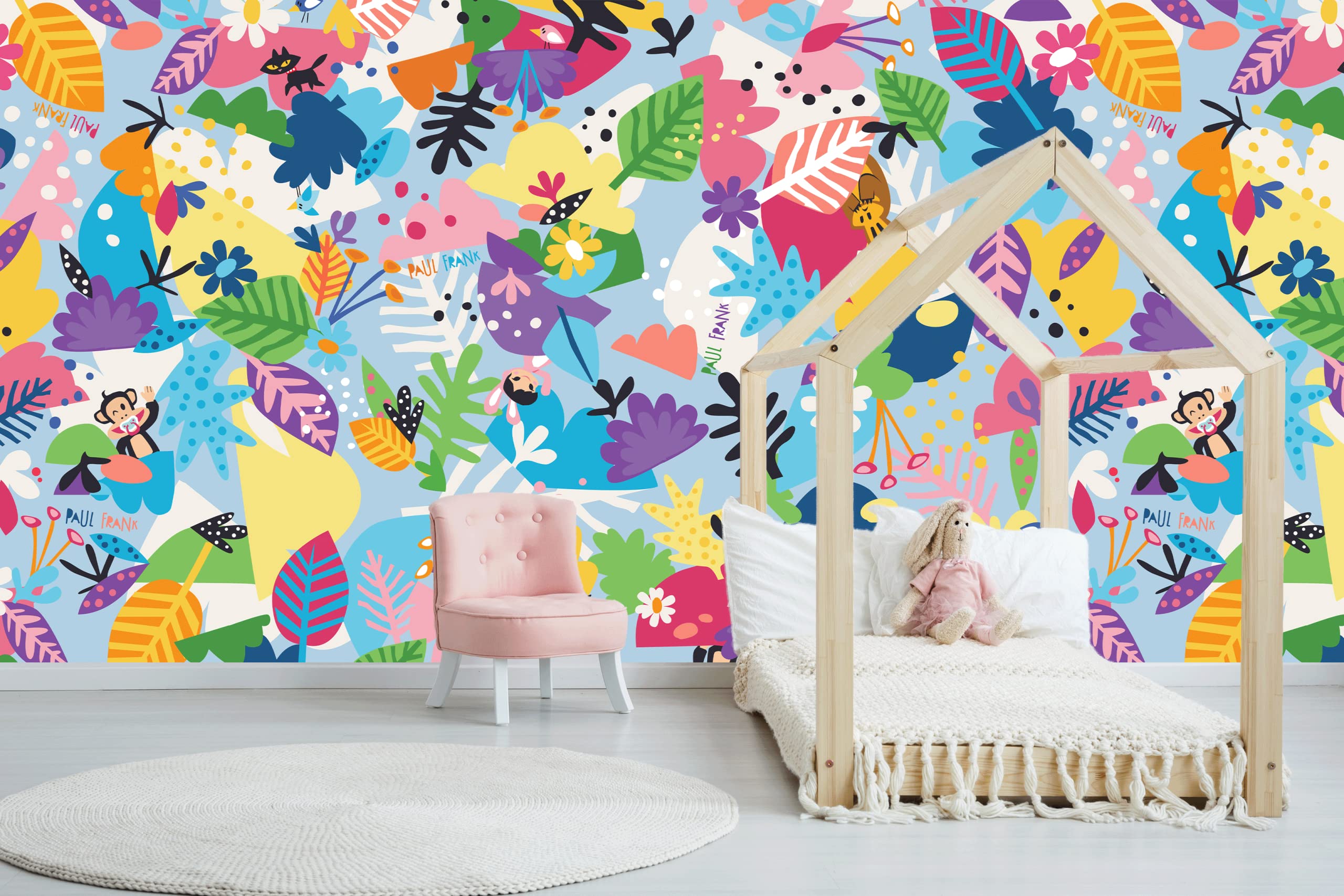 Paul Frank Peel & Stick Wallpaper - Self-Adhesive Room Decor for Living Room & Interior Design | 8 Panels 24