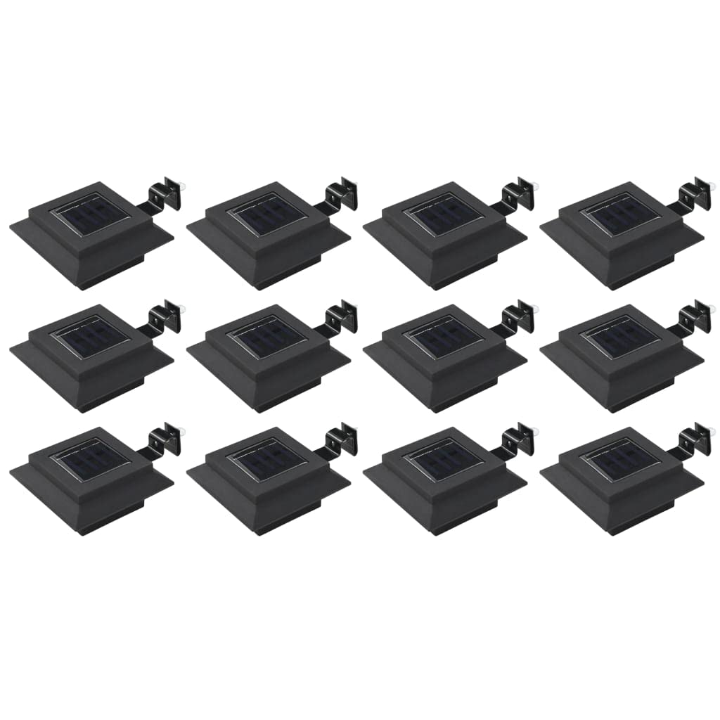 WELLIKEA 12 Pack Outdoor Solar LED Lights - 4.7 Inch Square Black Solar Powered Garden Lights for Pathway, Patio, Yard, and Landscape Decoration