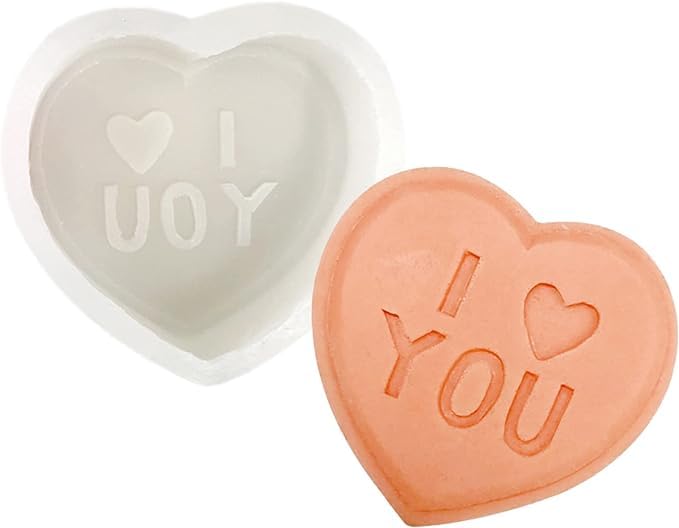 Keshav Creations 3D Silicone Heart Shaped Candle Mold - DIY Candle, Soap, Chocolate & Candy Making Kit for Mother's Day, Birthday & Home Decor - Perfect for Handmade Gifts & Romantic Decorations (I Love You Design)