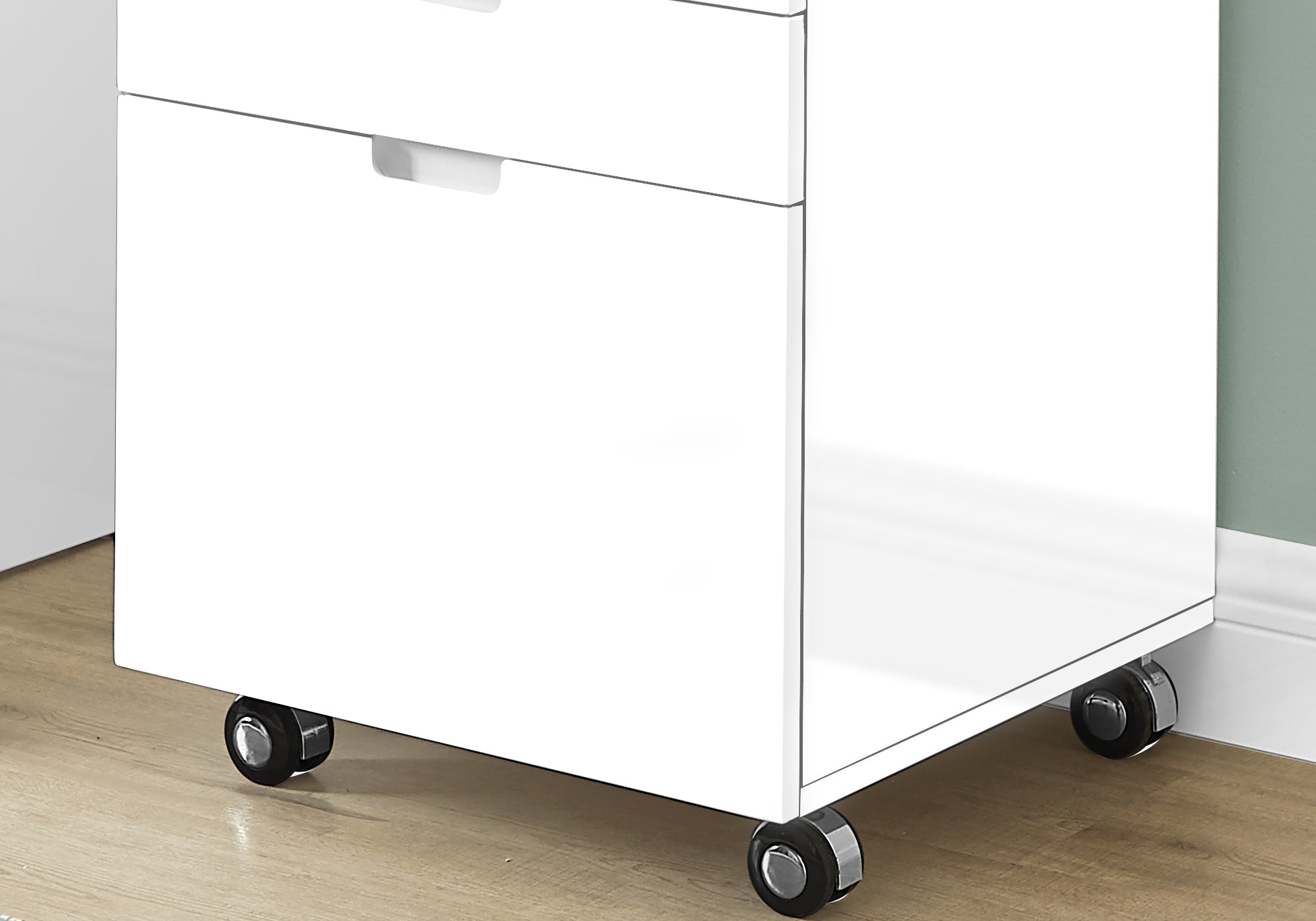 3-Drawer File Cabinet with Casters - High Gloss White Office Storage Organizer for Documents & Supplies | Perfect for Home Office, School, or Workplace Organization
