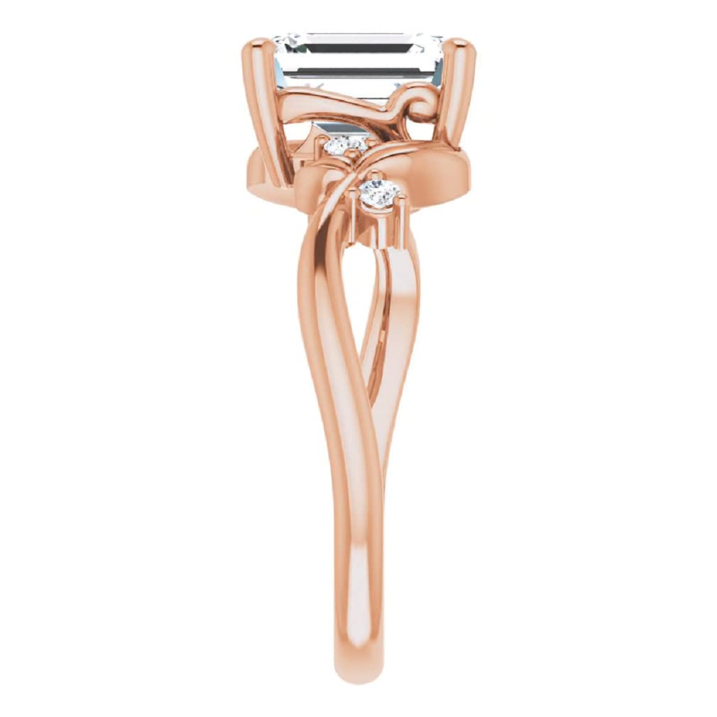 10K Solid Rose Gold Handmade Engagement Ring - 2.0 CT Emerald Cut Moissanite Diamond Solitaire Wedding Band for Women - Perfect for Proposals, Anniversaries & Bridal Jewelry Gifts
