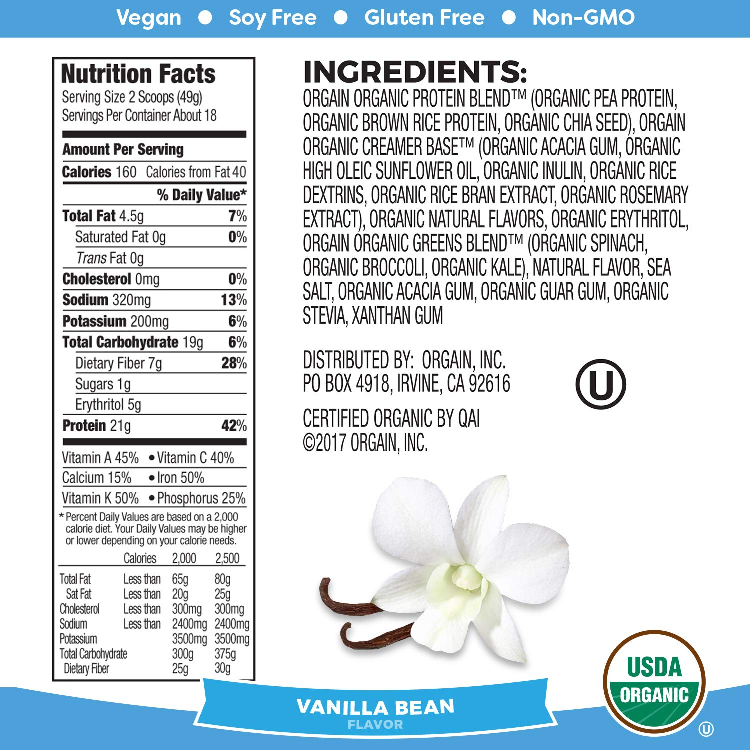 Orgain Organic Vegan Protein Powder + Greens, Vanilla Bean & Creamy Chocolate Fudge - 21g Plant Based Protein, Gluten Free, Dairy Free, Soy Free, No Sugar Added, Kosher - Supports Gut Health with Iron & Prebiotics - Perfect for Smoothies, Shakes & Post-Workout Recovery - 1.94lb & 2.03lb Pack