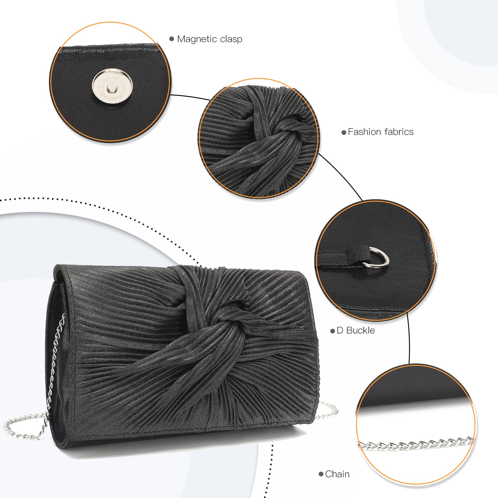 Miss Lulu Women's Elegant Wedding Clutch Purse - Stylish Evening Shoulder Bag for Bride, Bridesmaid & Formal Events - Perfect for Weddings, Prom, Cocktail Parties & Special Occasions