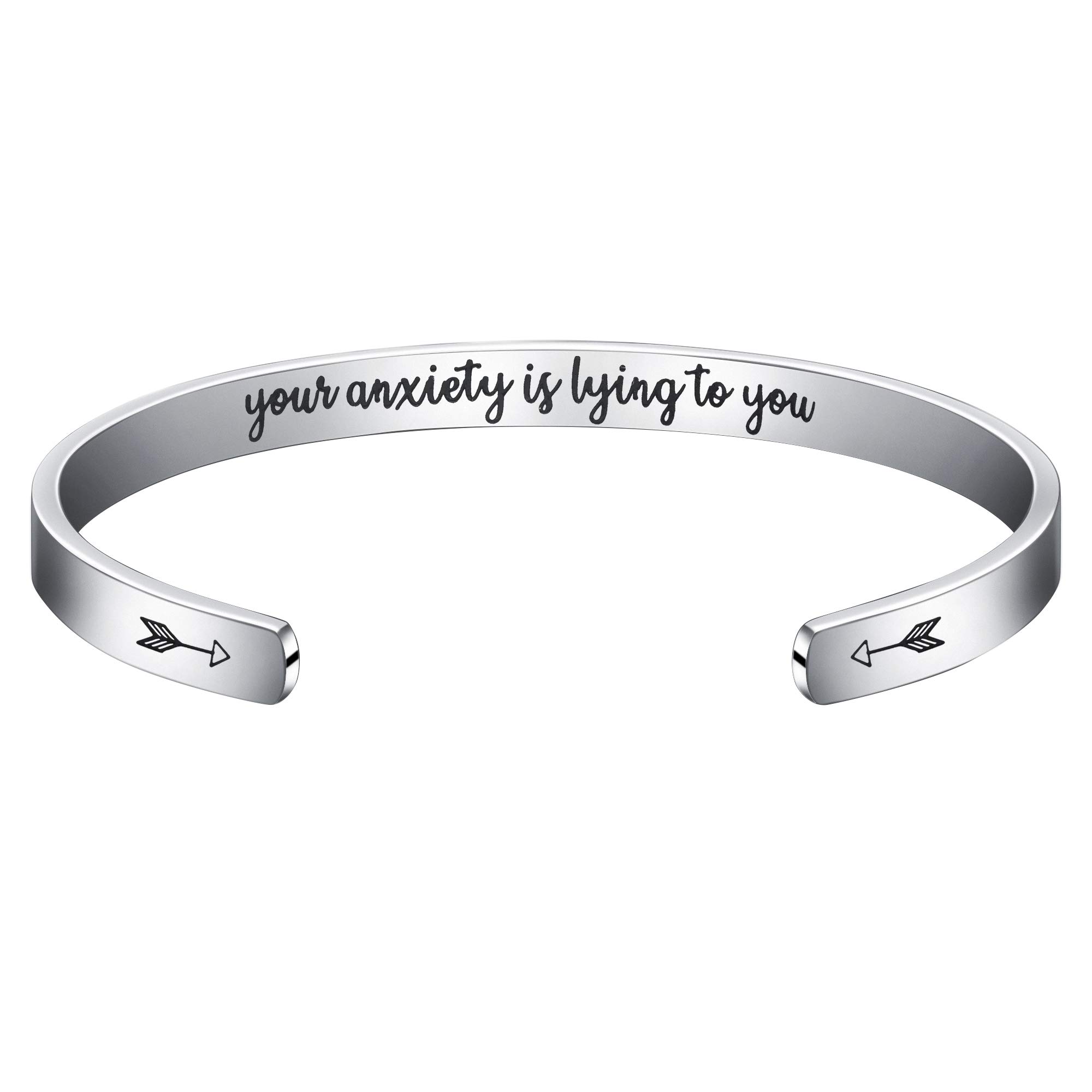 Inspirational Bracelets for Women - Stainless Steel Mantra Cuff Bangle with Motivational Quotes - Perfect Gift for Her, Yoga, Meditation & Daily Wear