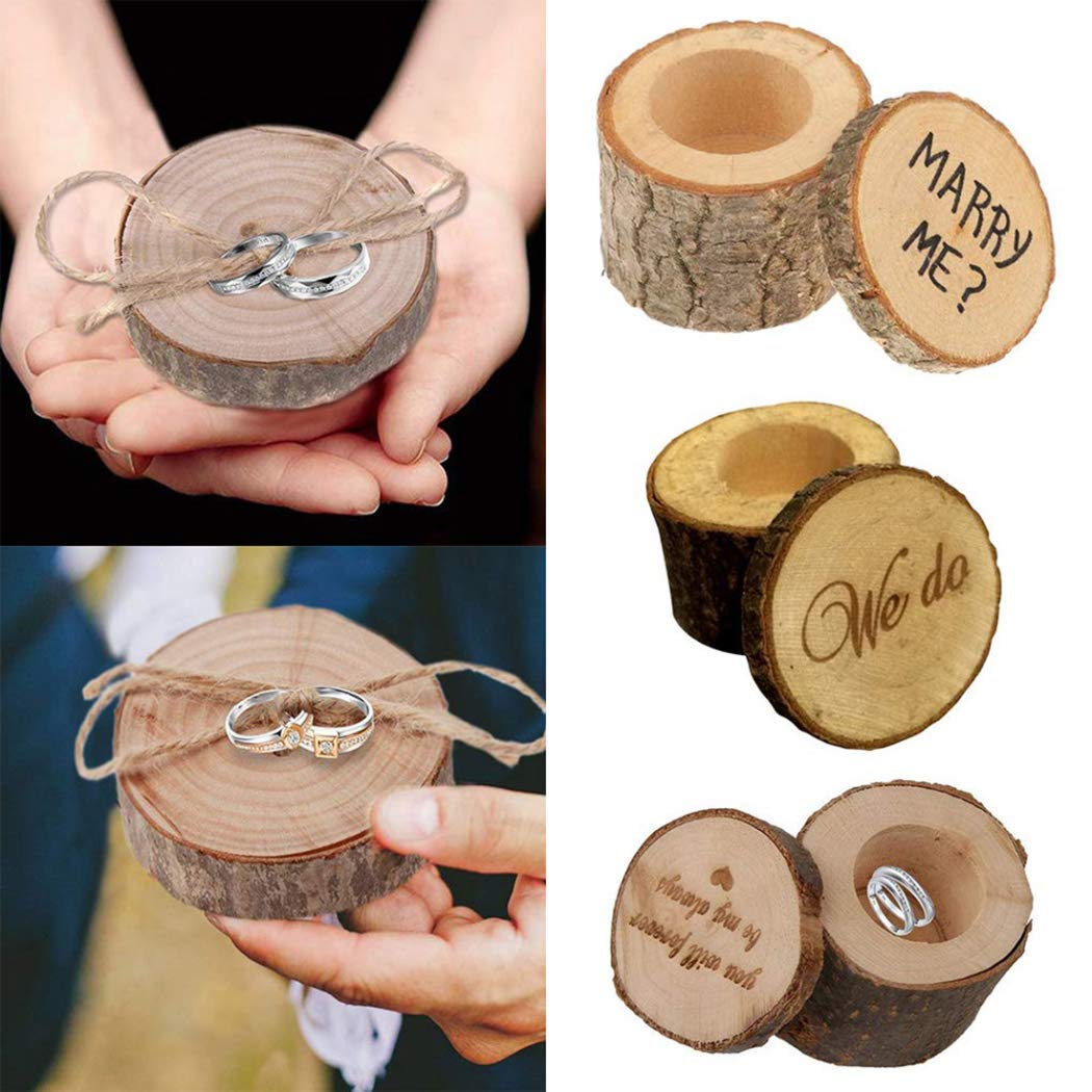 Elegant Rustic Wooden Wedding Ring Box - 'We Do' & 'I Do' Engraved - Perfect for Ring Bearers, Ceremonies & Proposal Moments