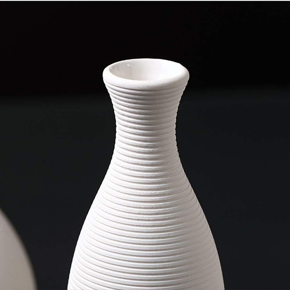 Modern Minimalist White Ceramic Vase Set of 3 - Elegant Home Decor for Living Room, Dining Table & Office - Perfect for Fresh Flowers, Artificial Plants & Centerpiece Arrangements