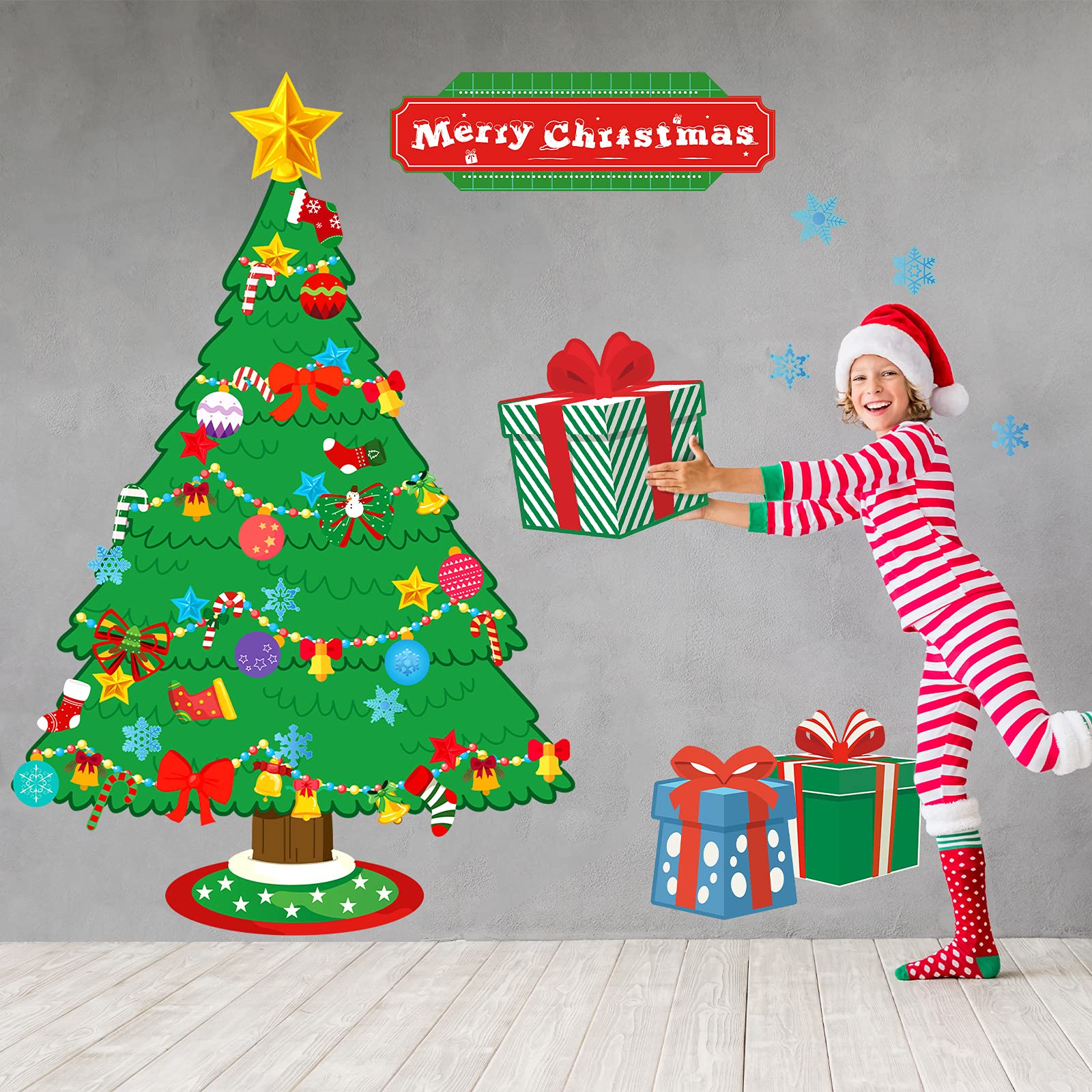 71 Piece Christmas Classroom Decor Set - Tree, Banners, Candy Canes, Stars, Bells, Snowflakes, Presents, Stockings & Bows - Holiday Party, School Bulletin Board & Winter Classroom Decoration Kit