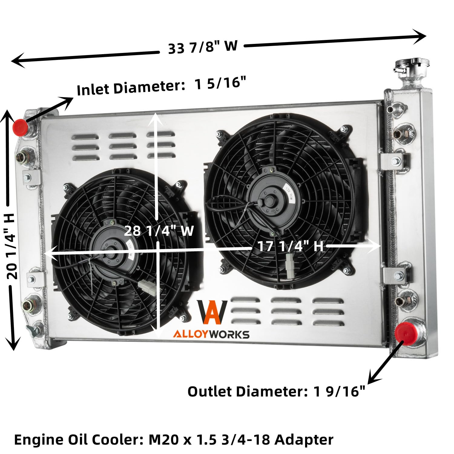 ALLOYWORKS 3 Row Aluminum Radiator Fan Shroud Kit with Relay for 1988-1999 Chevy GMC C/K Series (C1500 C2500 C3500 K1500 K2500) - Fits 5.0L & 5.7L V8 Engines, OEM CU622, 17.25