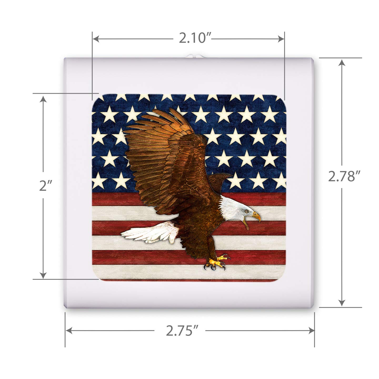 Dimmable LED Night Light with Auto On/Off Sensor - Adjustable Brightness & Warm White Light for Bathroom, Hallway, Nursery, Bedroom - USA Flag Eagle Design by Dan Morris - Perfect for Nighttime Safety & Energy-Efficient Home Lighting