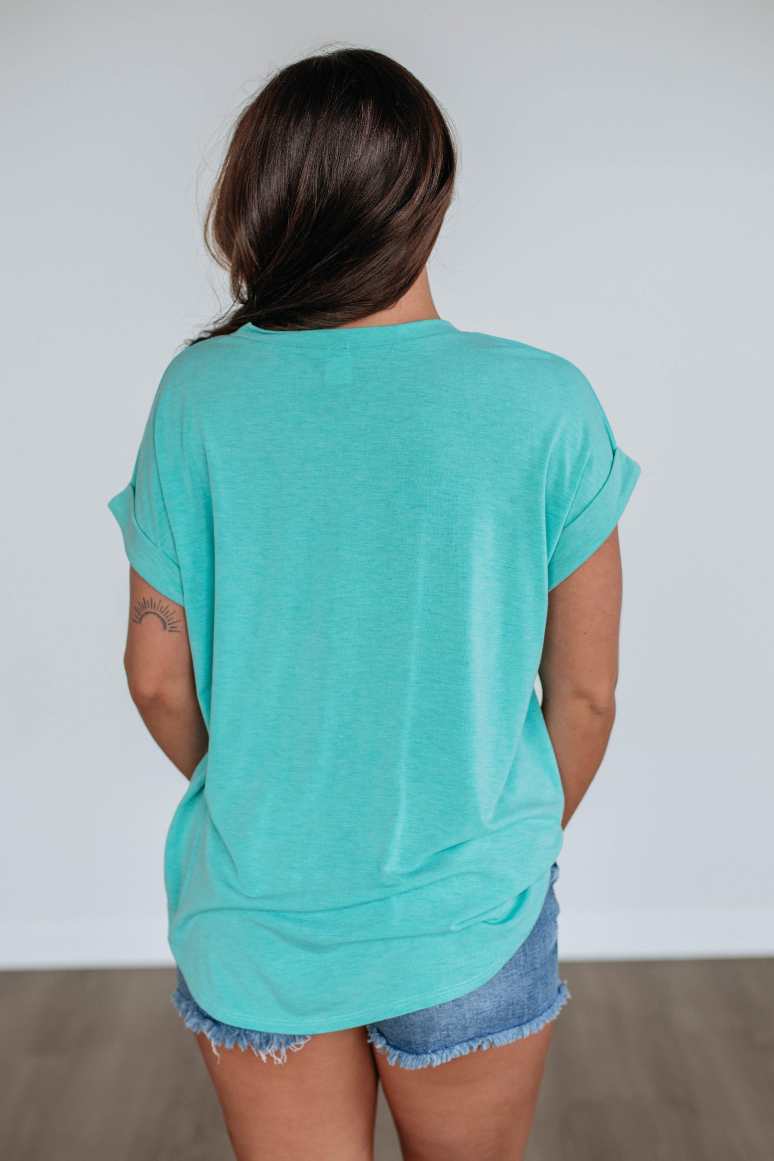 Ardell Basic Tee - Soft Cotton Crew Neck T-Shirt for Women in Seafoam Green | Casual Everyday Wear & Layering Essential