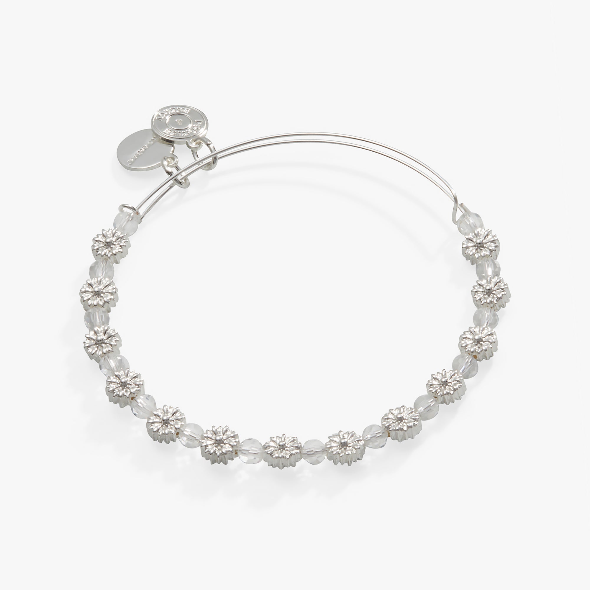 Daisy Motif Crystal Beaded Bangle Bracelet for Women - Elegant Handmade Jewelry Gift for Party, Wedding & Special Occasions