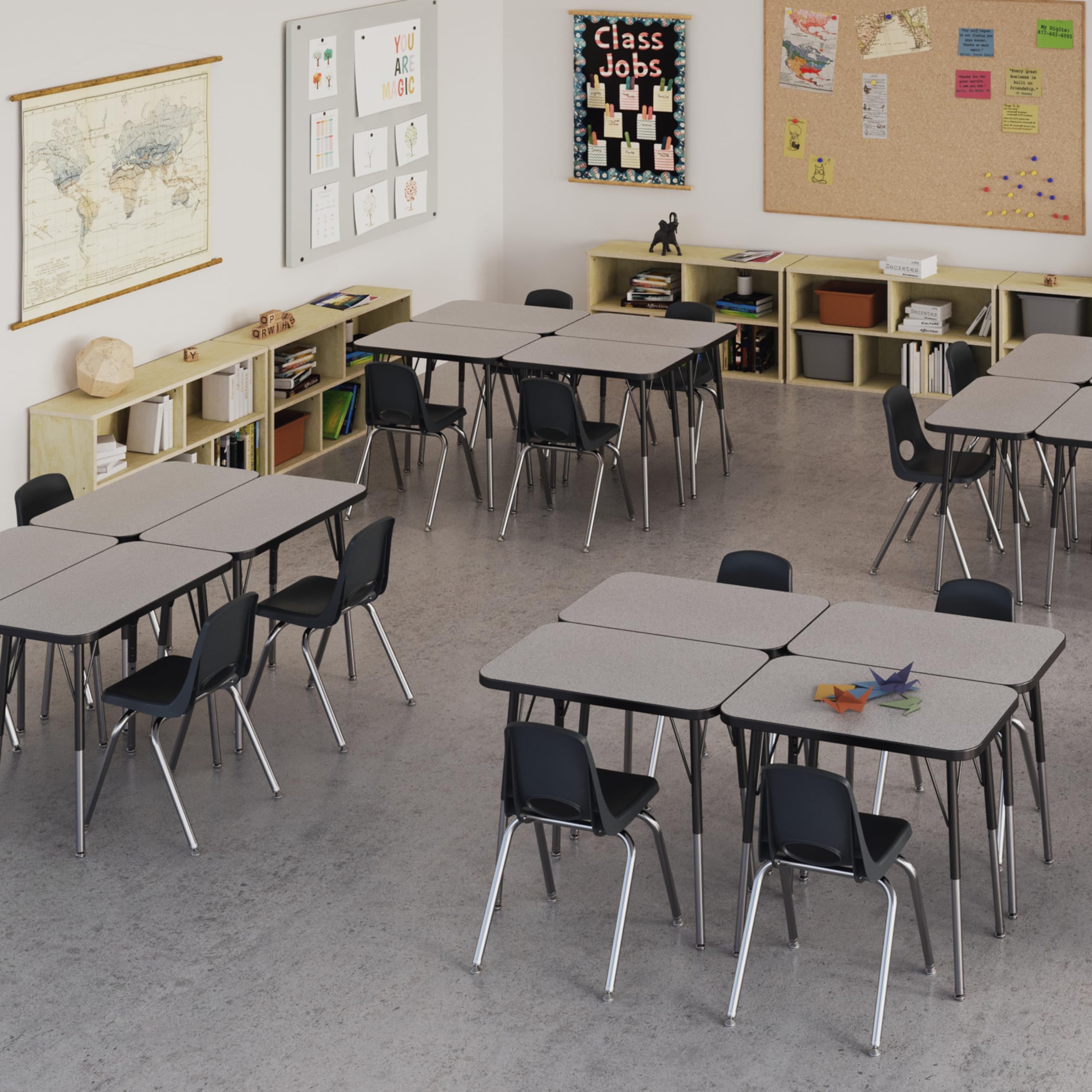 Factory Direct Partners 12861-GYBK Activity Table - Gray/Black Kids Play Table for Arts, Crafts & Learning - Perfect for Daycare, Preschool & Home Playrooms