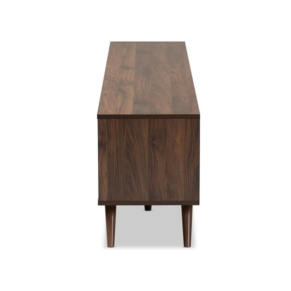BOWERY HILL 60 Inch Wood TV Stand Entertainment Center Console - Modern Gray & Walnut Finish for Living Room, Bedroom, Home Theater Setup