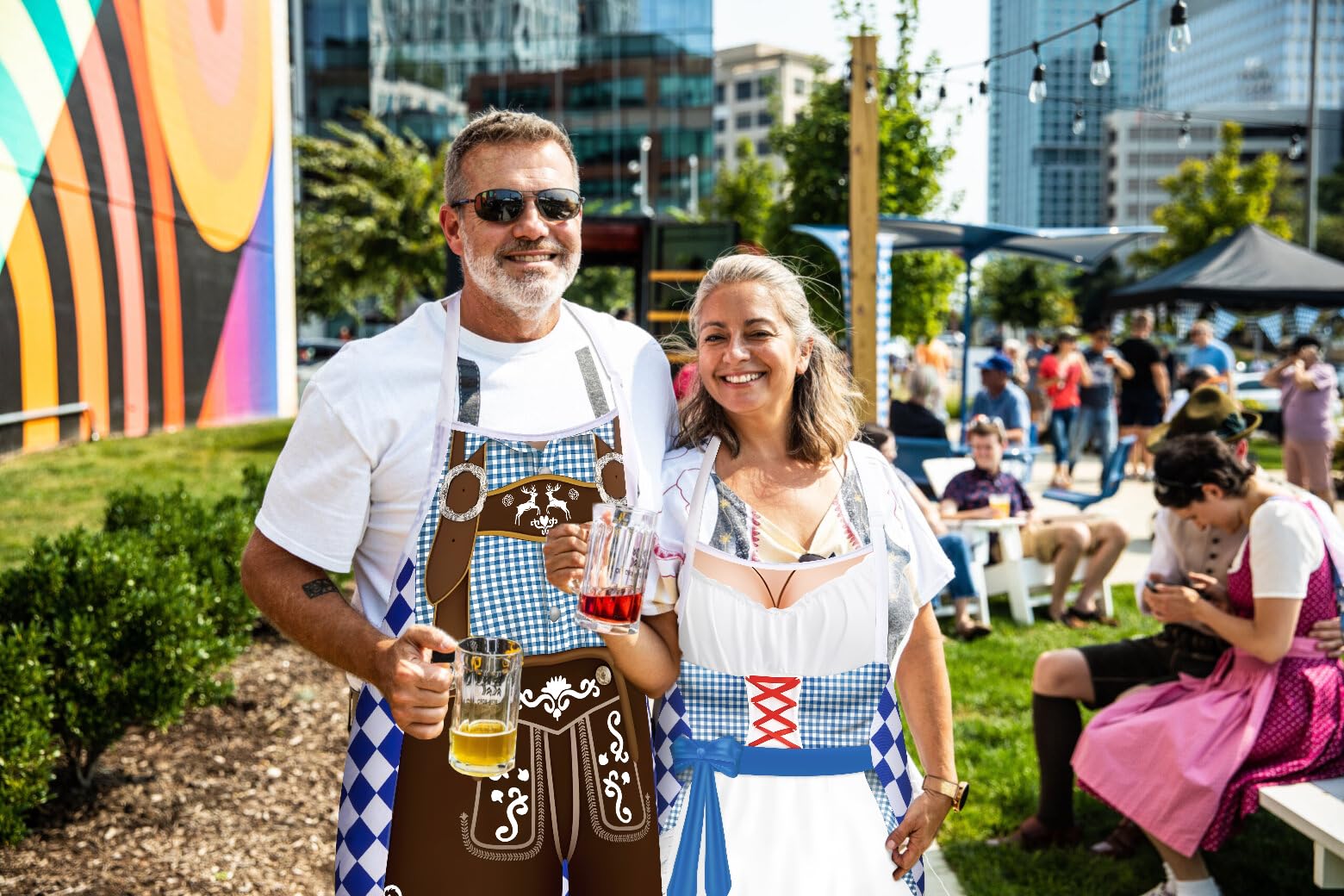 Oktoberfest Couples Apron Set - German Beer Festival Cooking Aprons for Couples - Perfect for Oktoberfest Parties, BBQ, Grilling & Kitchen Decor