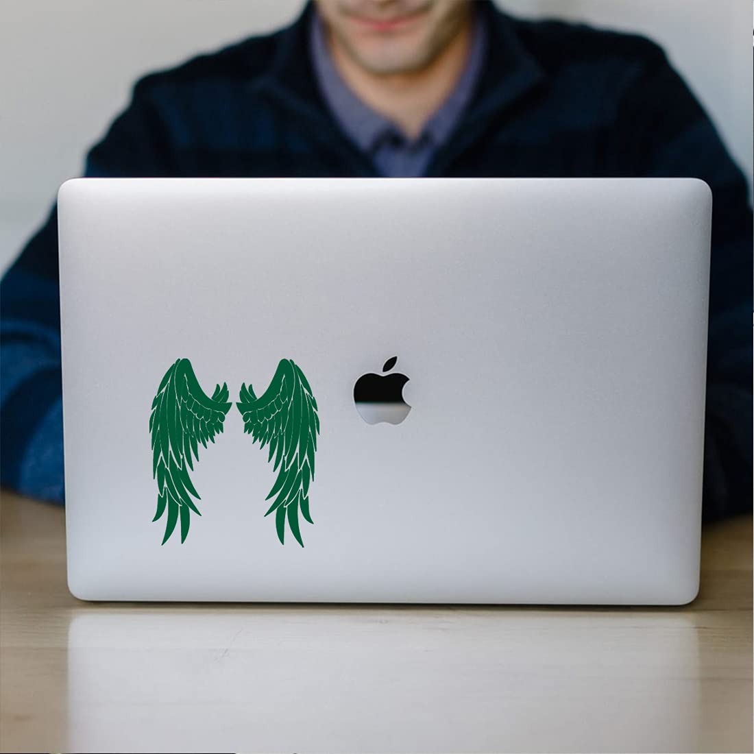 Premium Waterproof Vinyl Decal Stickers (Set of 2) - Saint Wings Lovely Green Design for Laptop, Phone, Helmet, Car Window, Bumper, Mug, Cup, Door & Wall - Perfect for Personalizing Devices, Home Decor, and Gift Giving