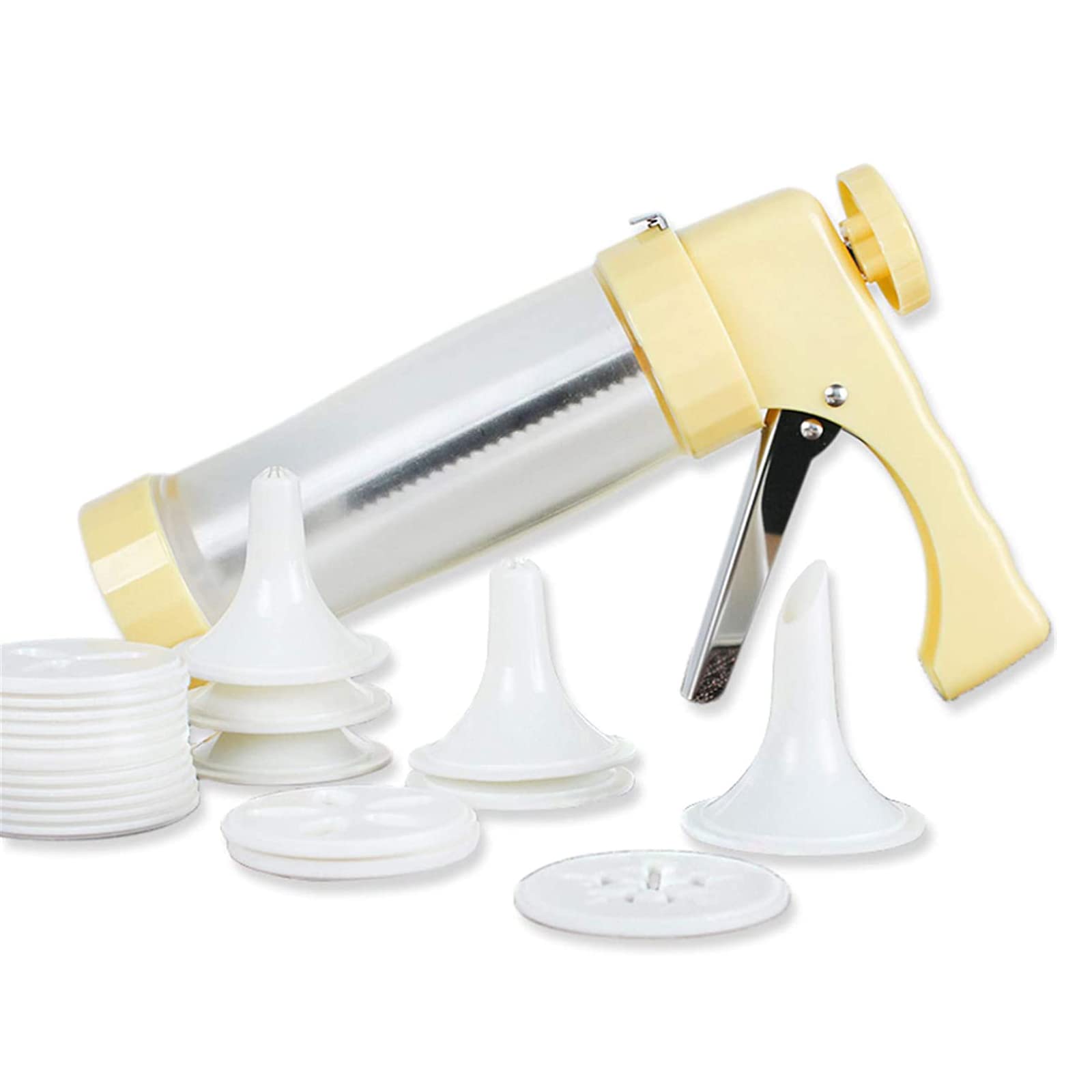 23-Piece Yellow Cookie Press & Decorating Kit - Cookie Gun, Mold, Piping Tips for DIY Pastry, No Molding Required - Perfect for Baking Cookies, Cakes, Cupcakes & Handmade Treats