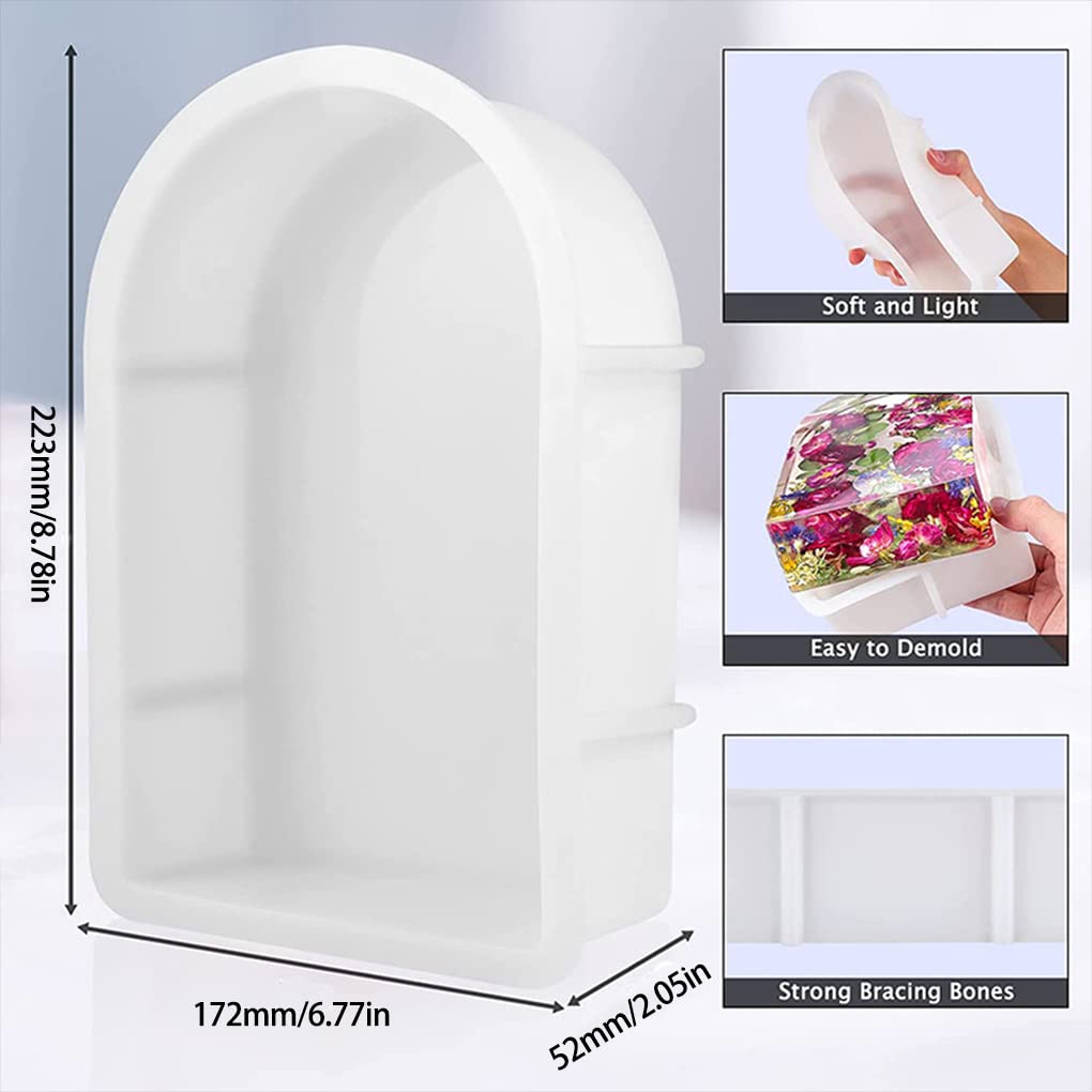 FineInno Large Arch Resin Molds - Deep Silicone Molds for Flower Preservation, Epoxy Casting, DIY Bookends, Resin Art & Insect Specimens - Perfect for Home Decoration, Wedding Centerpieces & Craft Projects (Arch)