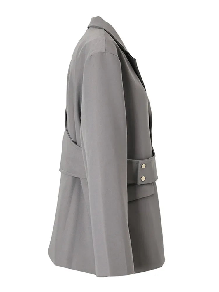 Women's Asymmetrical Solid Blazers - Notched Collar Long Sleeve Patchwork Button Loose Casual Jacket for Office, Party & Everyday Wear | Fashion Outerwear for Women