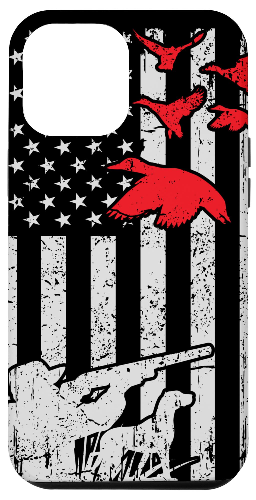 iPhone 12 Pro Max Case - Patriotic US Flag Design for Duck Hunting & Outdoor Enthusiasts - Perfect Hunter Gift & Daily Protection