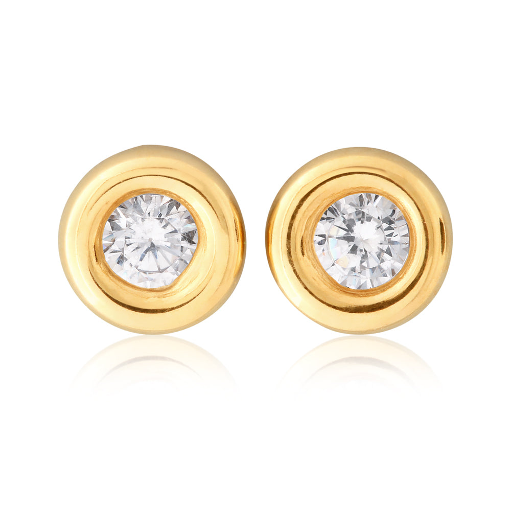 9ct Yellow Gold 3mm Cubic Zirconia Stud Earrings for Women - Perfect for Everyday Wear, Parties & Special Occasions