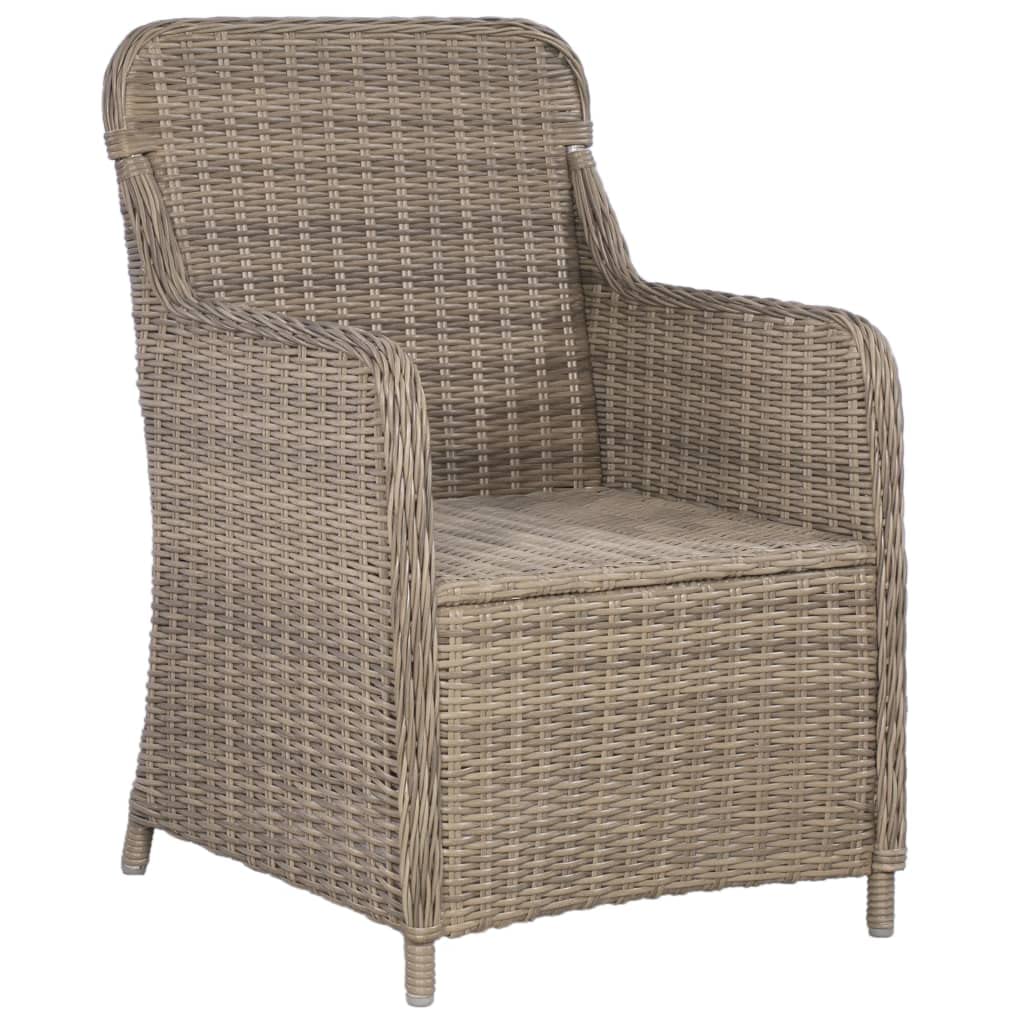 vidaXL 3-Piece Outdoor Bistro Set with 2 Armchairs & Round Table - Water-Resistant Poly Rattan Patio Furniture with Removable Washable Cushions (Brown) - Perfect for Garden, Balcony, and Backyard Relaxation