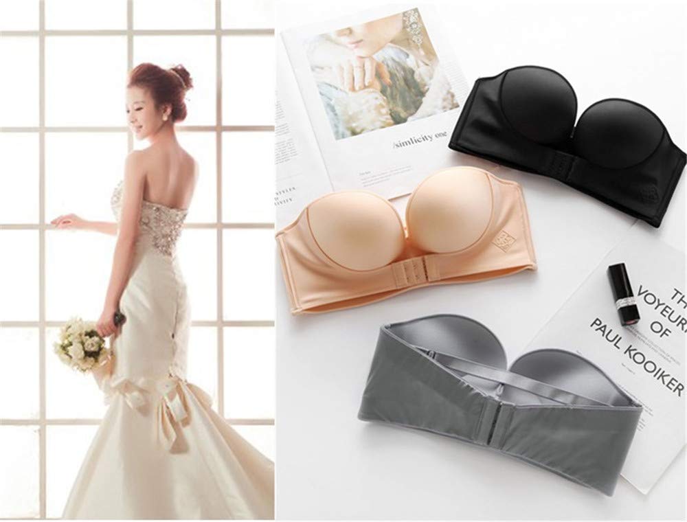 2 Pack Women's Hand-Shaped Front/Back Buckle Push Up Bra - Wirefree, Anti-Slip, Strapless & Custom Lift for Comfort | Perfect for Evening Wear, Weddings & Special Occasions