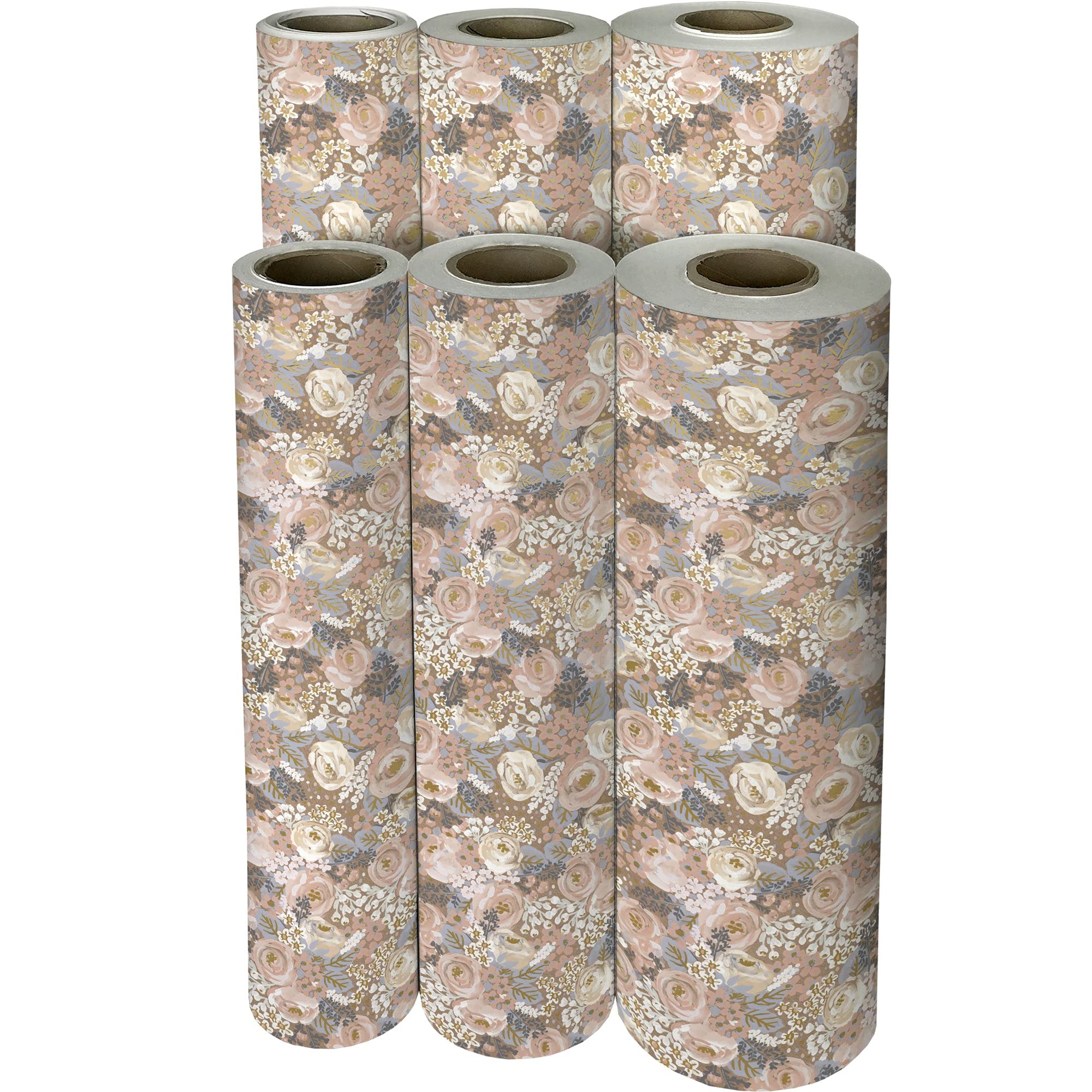 Jillson Roberts Bulk Gift Wrapping Paper - 833 Feet x 30 Inches, Bouquet Design, Full Ream for Holiday, Birthday & Wedding Presents - Perfect for Retail Stores, Gift Shops & Party Decorations