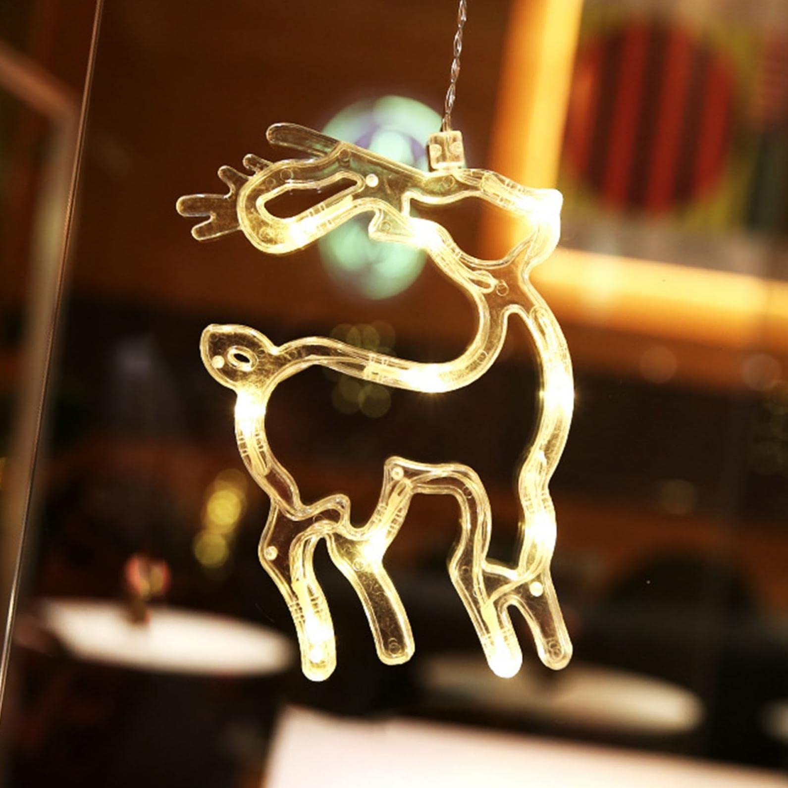 LED Christmas Lights with Snowflake & Deer for Tree, Window Decor - Indoor & Outdoor Holiday Party Decorations