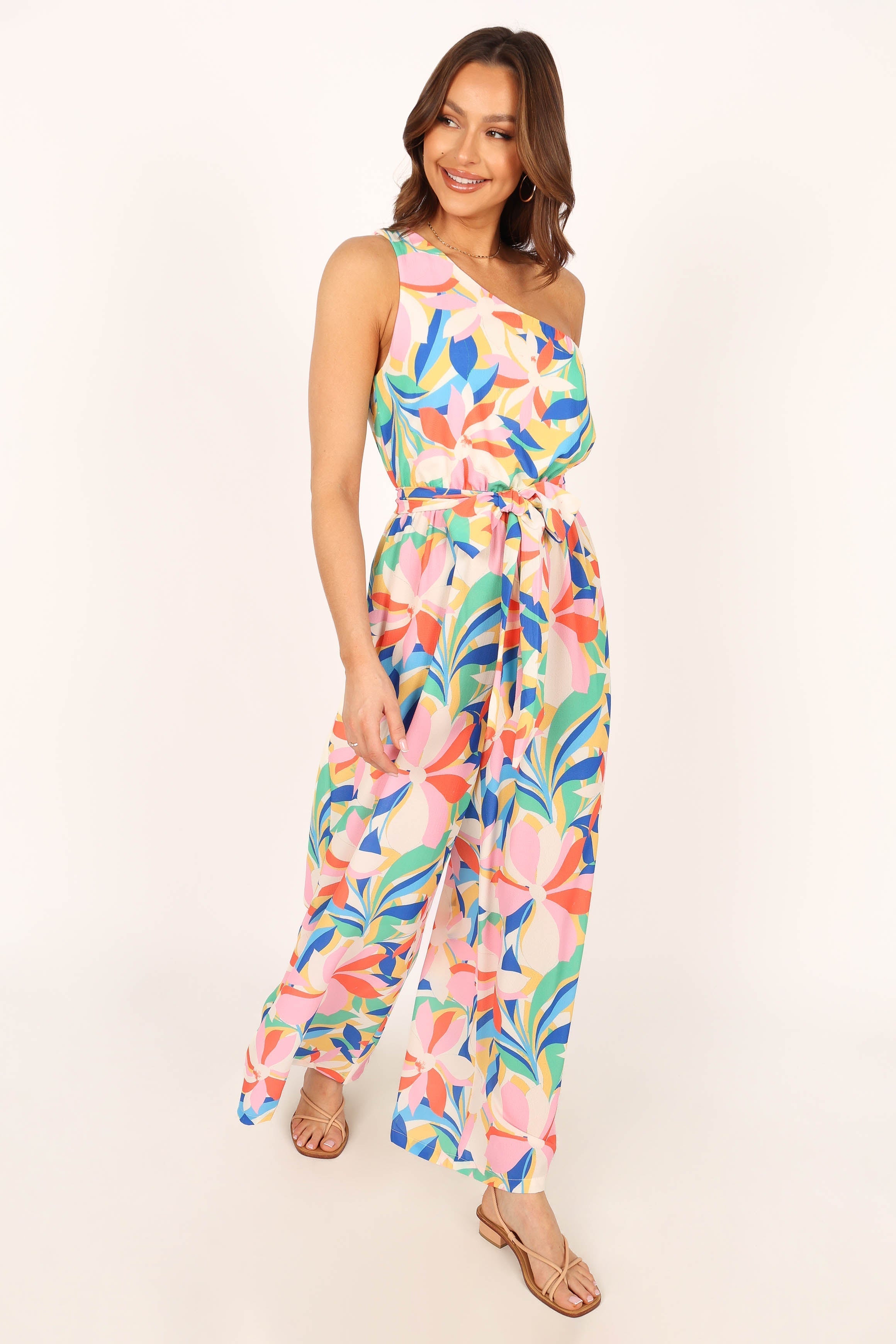 Belinda One Shoulder Floral Jumpsuit for Women - Elegant Summer Party Outfit & Beach Vacation Dress