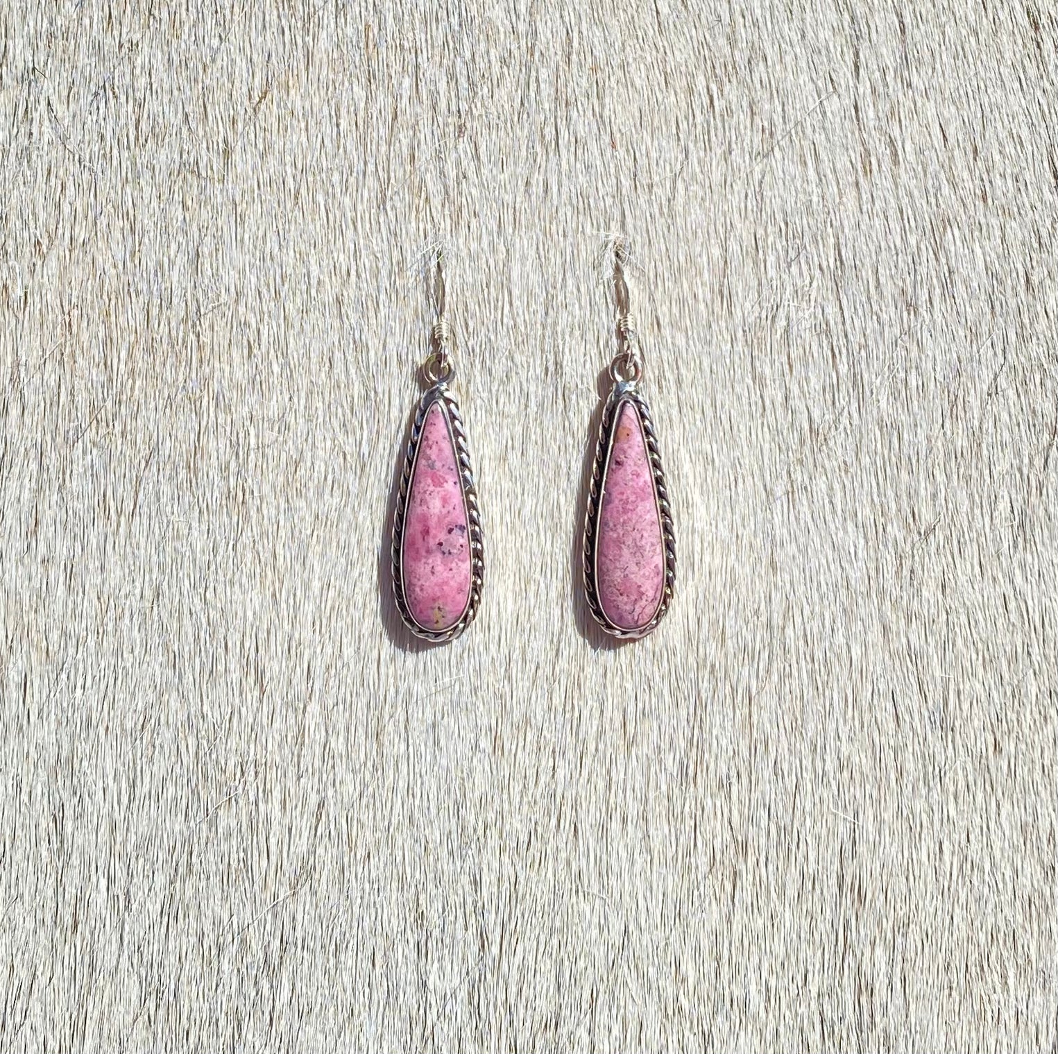 Rhodochrosite Drop Earrings for Women - Medium Length Dangle Earrings for Everyday Wear & Special Occasions