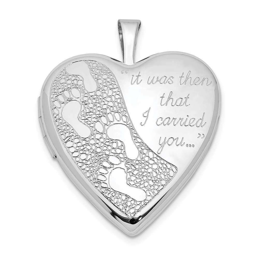 Sterling Silver Heart Locket with Footprint Engraving - Perfect for Memorial Jewelry