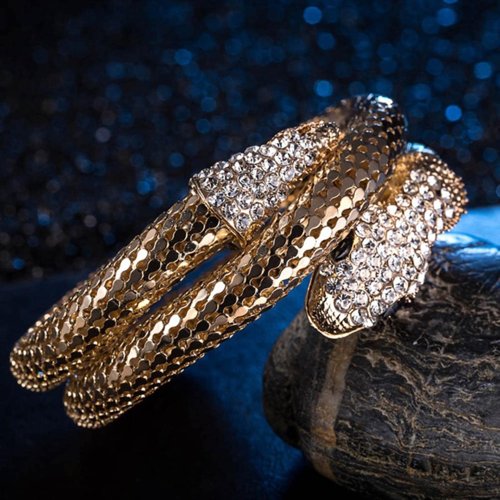 Vintage Gold Snake Spiral Bracelet - Punk Rock Arm Cuff Bangle for Women & Men | Perfect for Music Festivals, Concerts & Gothic Fashion