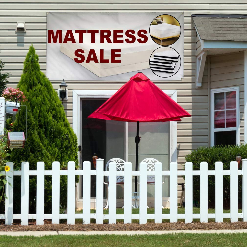 Durable 16x40 Inches White Vinyl Banner with 4 Grommets - Weatherproof Mattress Sale & Business Sign for Outdoor, Industrial & Yard Use