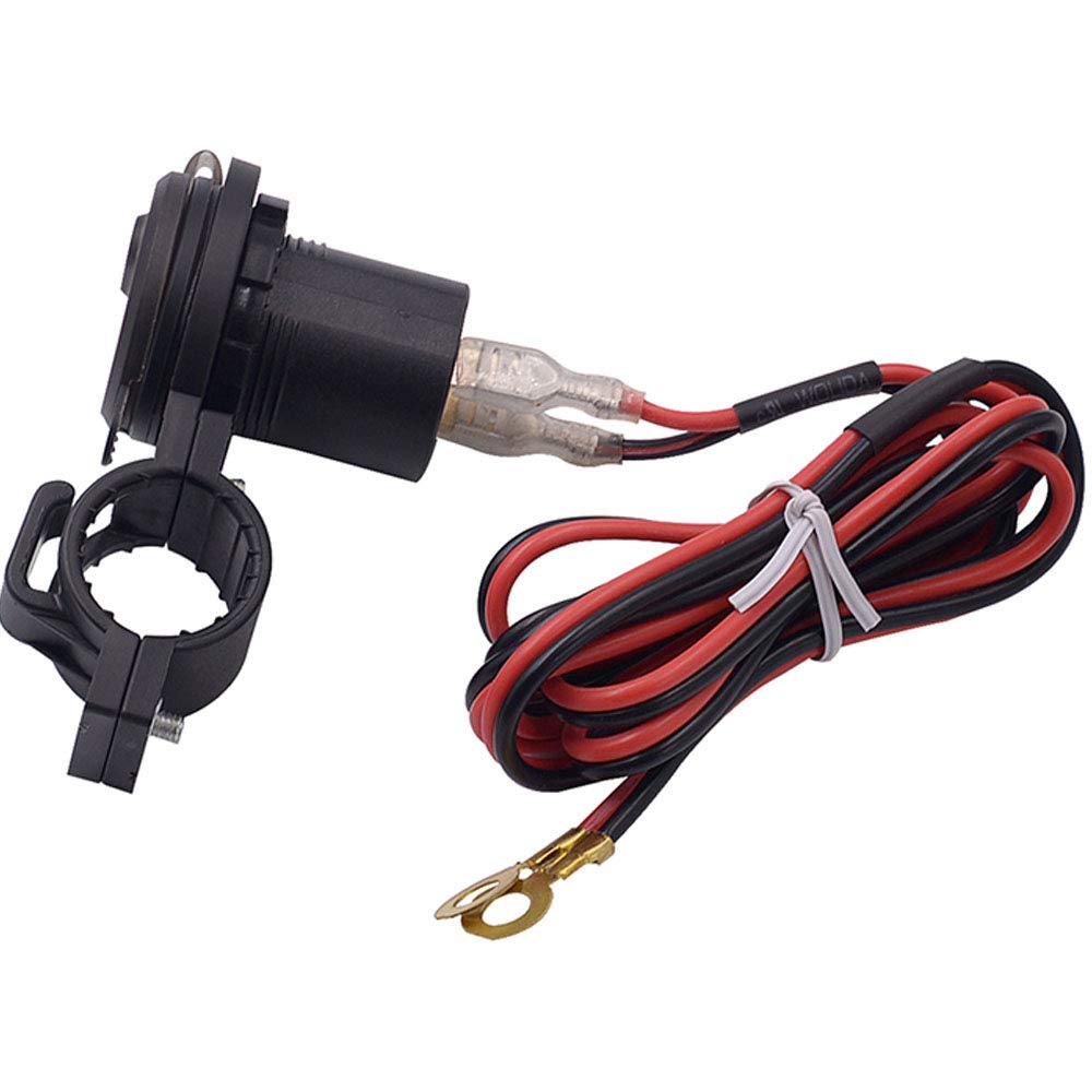 2.4A Waterproof Motorcycle USB Charger with Voltmeter & Switch - Universal for Motorcycle, Auto, Truck, ATV & Boat - Includes Fixed Bracket (Red) - Perfect for Road Trips & Outdoor Adventures