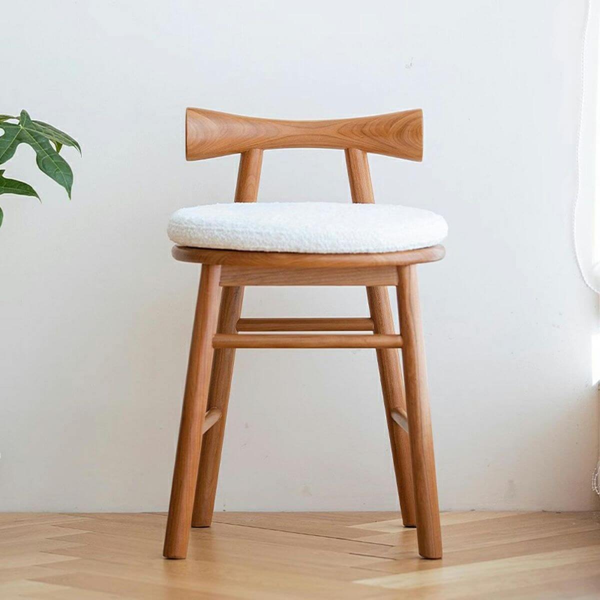 Modern Upholstered Accent Stool with Wooden Legs - 15