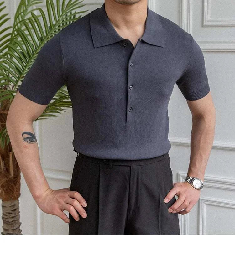Premium British Polo Shirt for Men - Classic Casual Cotton Knit Top for Golf, Work & Everyday Wear