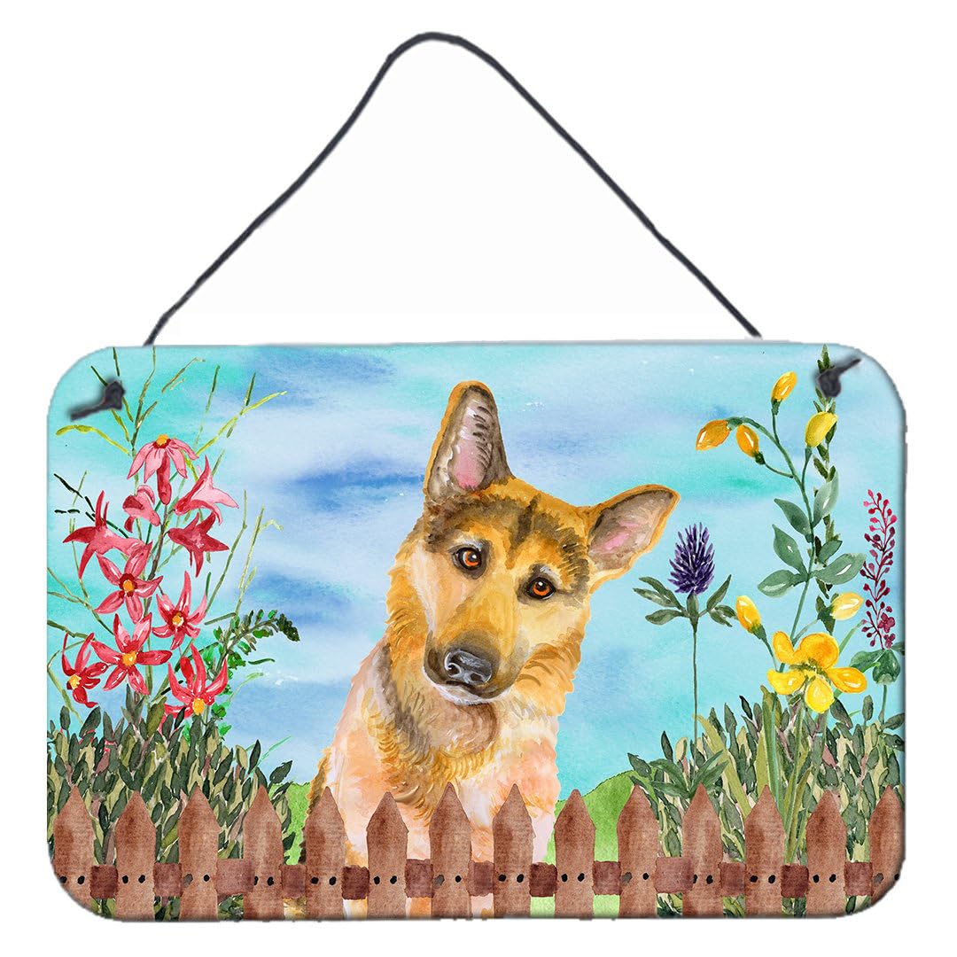 German Shepherd #2 Spring Wall Decor - 8x12 Aluminum Metal Sign for Kitchen, Bar, Bathroom & Home - Colorful Door Hanging Print by Caroline's Treasures | Perfect for Pet Lovers, Farmhouse Style & Rustic Interior Design