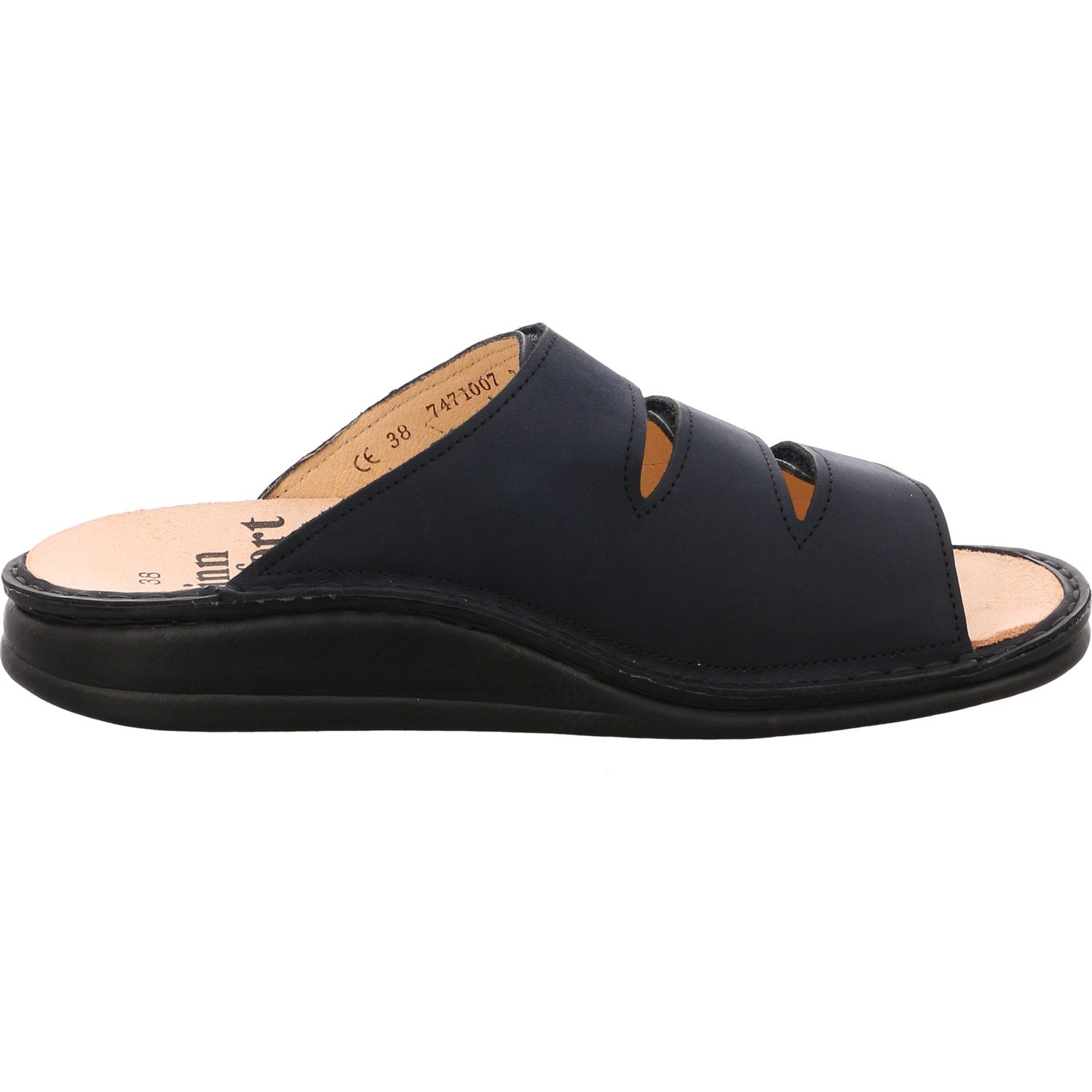 Finn Comfort Women's Open Toe Sandals - Breathable Leather Comfort Shoes for Women, Navy Blue, Size 10 | Perfect for Summer Walking, Travel & Casual Outfits