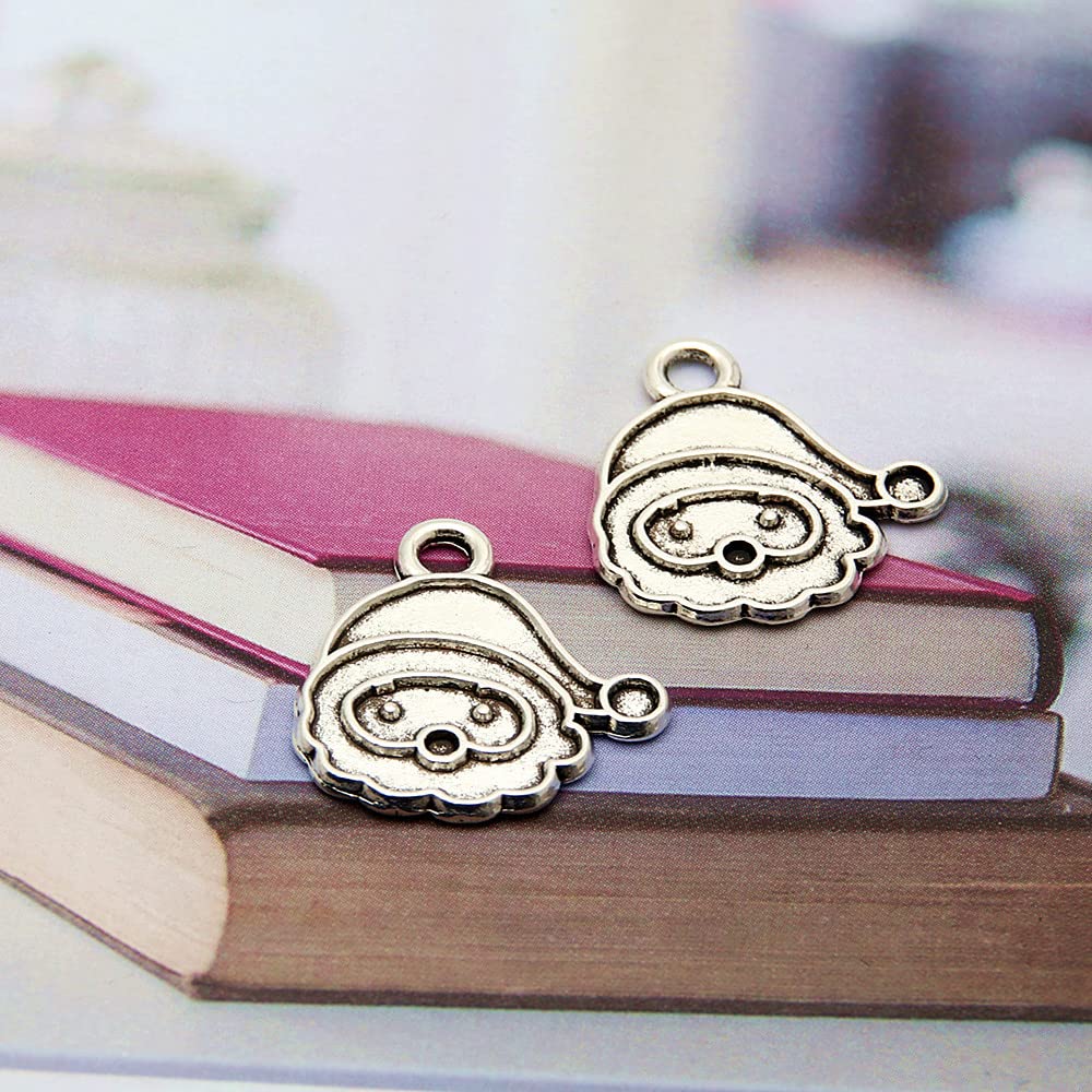 20pcs Silver Santa Claus Christmas Stocking Charms - Festive Pendant Keychain Bangle Jewelry Supplies (22x21mm, A3403 Metal) for DIY Crafts, Holiday Decorations & Gift Making