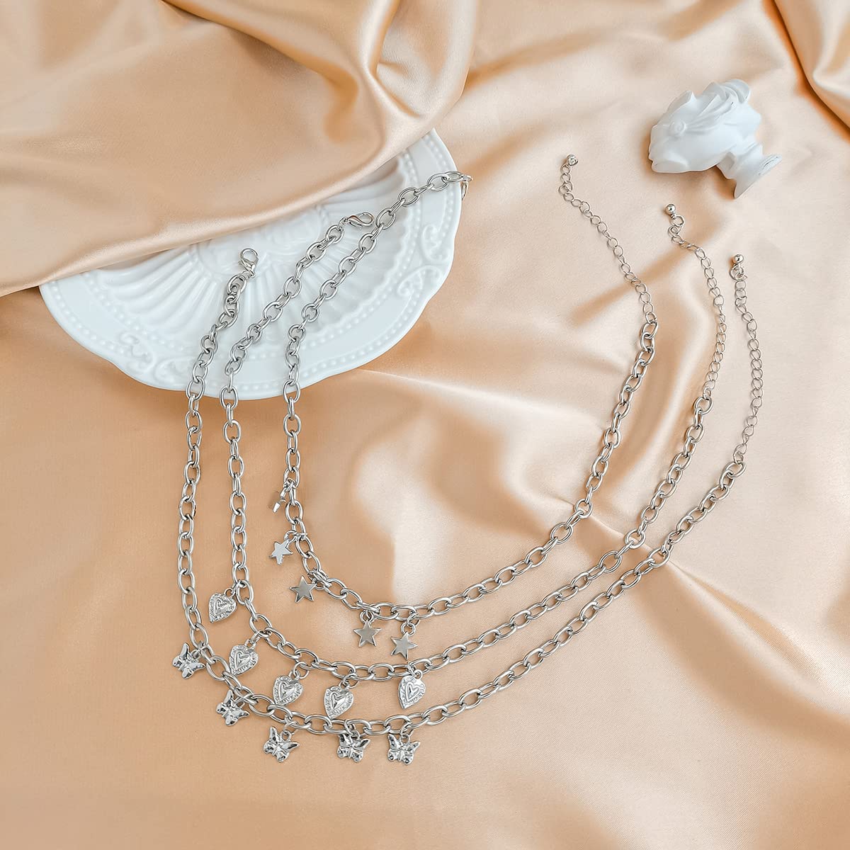 Boho Layered Choker Necklace for Women - Silver Star & Butterfly Pendant Multilayer Clavicle Chain | Perfect for Festival, Party, and Everyday Boho Fashion Accessories
