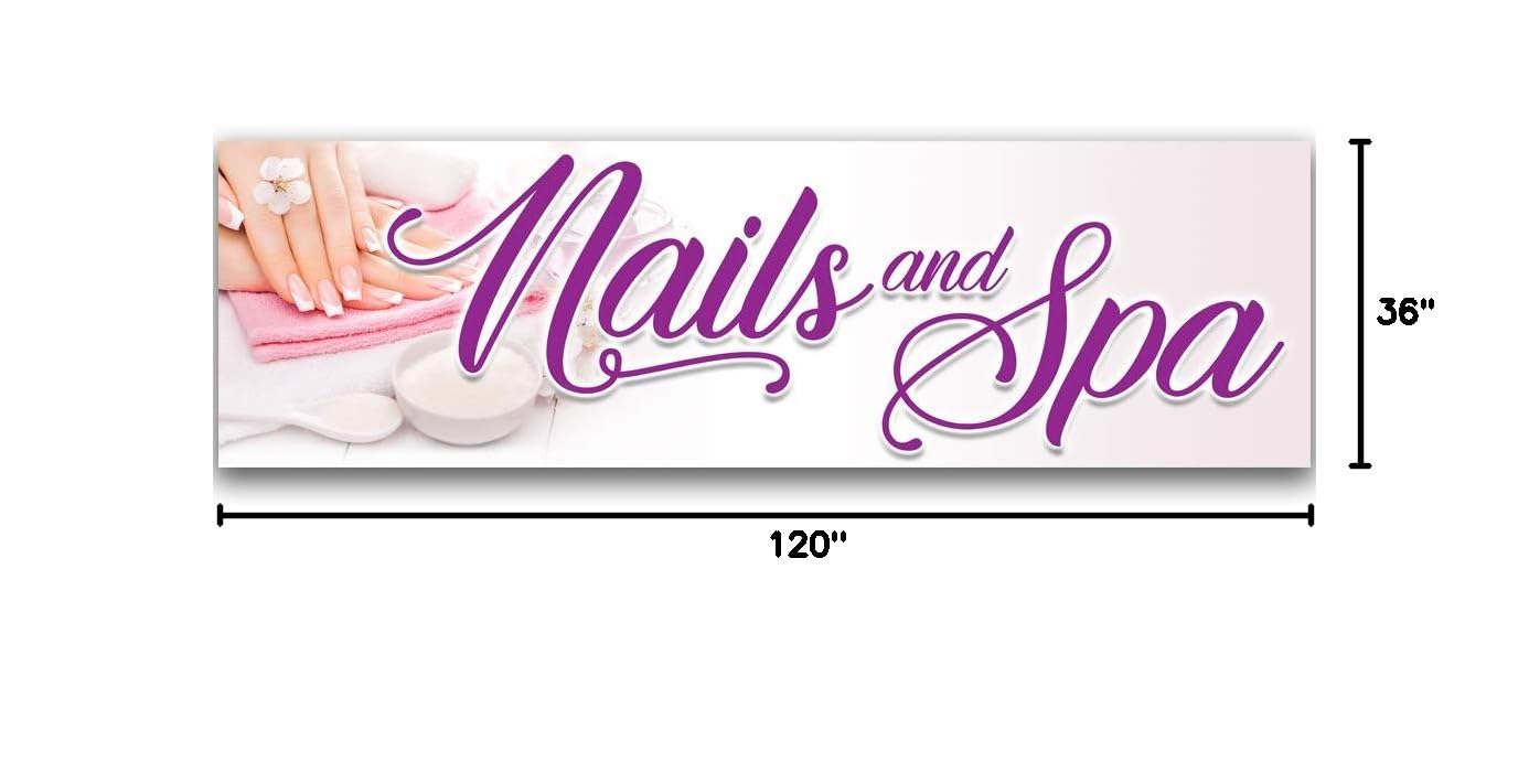 10ft x 3ft Professional Nails & Spa Vinyl Banner - Perfect for Salon Advertising, Grand Openings & Beauty Business Promotion