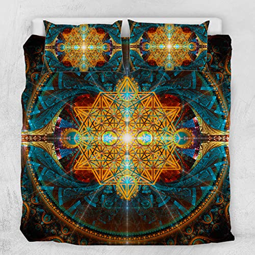Sacred Geometry Duvet Cover & Comforter Set - King Size Bedding for Balanced Energy & Deep Sleep | Perfect for Meditation Rooms, Feng Shui Bedrooms & Spiritual Retreats