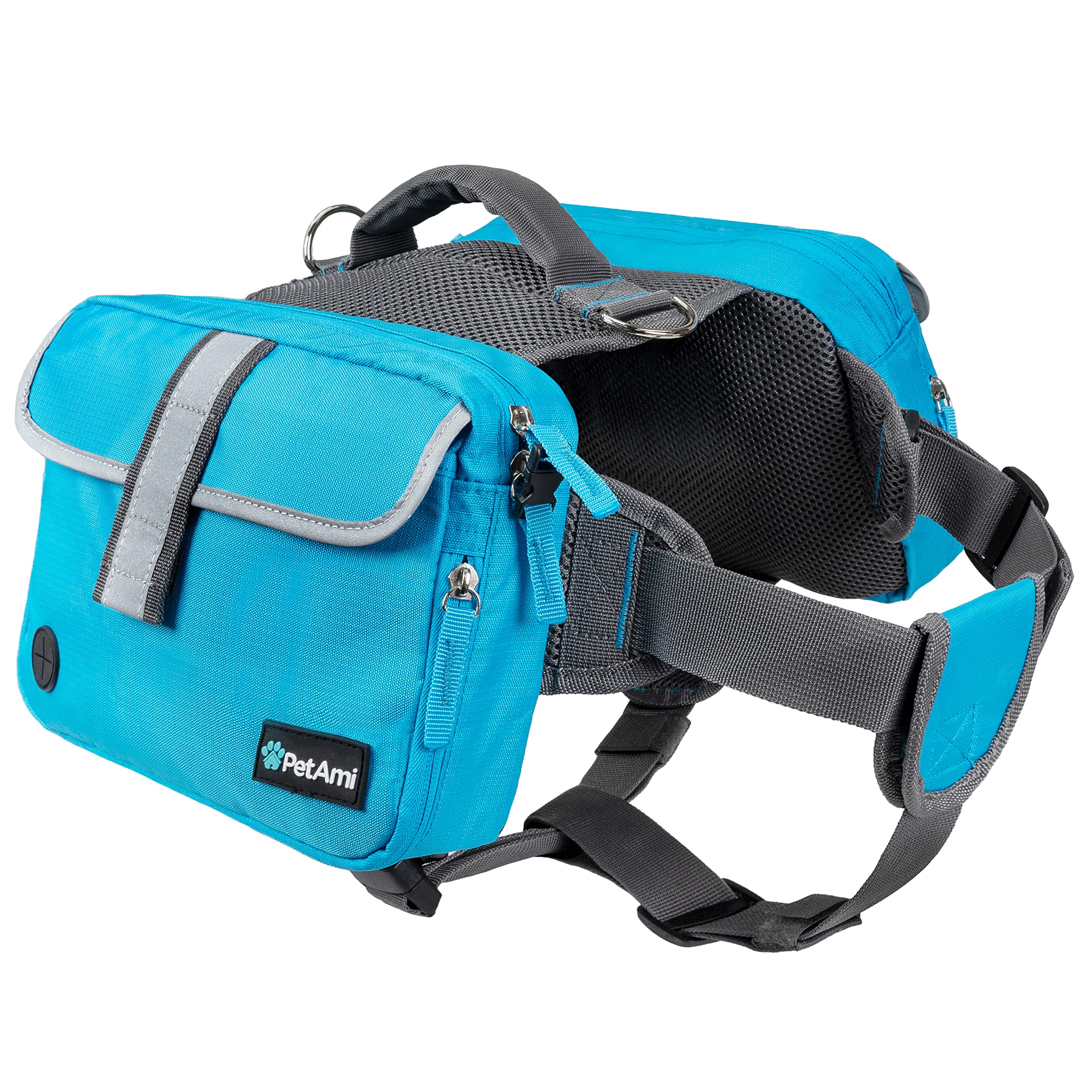PetAmi Dog Backpack for Medium & Large Dogs - Adjustable Dog Saddle Bag with Reflective Safety Pockets - Perfect for Hiking, Camping & Travel - Comfortable Vest Dog Pack for Outdoor Adventures (Blue, Medium)
