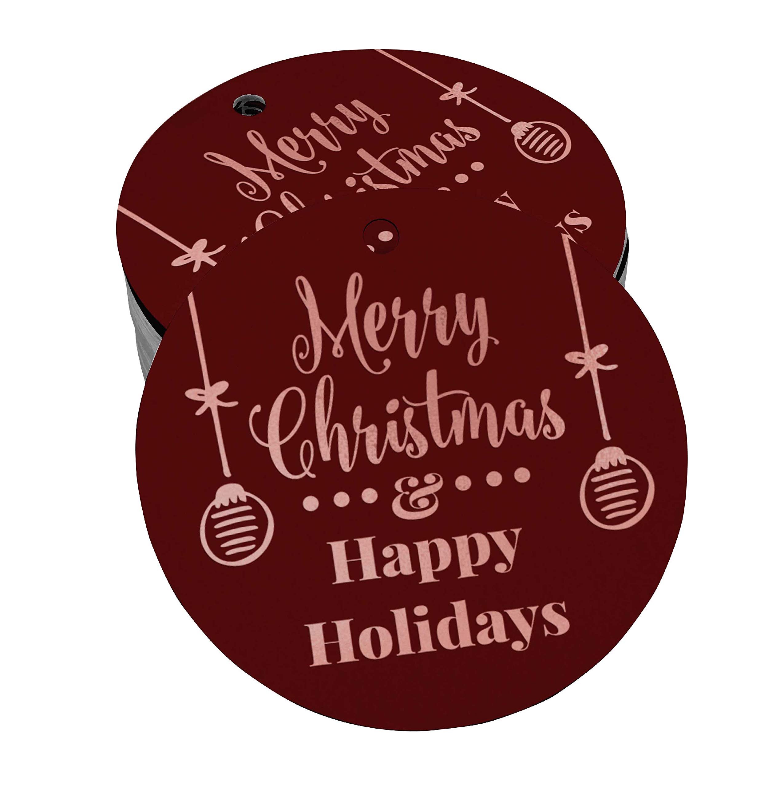 50pcs Rose Gold Foil Christmas Gift Tags - Elegant Holiday Party Favor Tags for Presents, Stockings & Tree Decorations - Perfect for Christmas, Weddings & Special Events