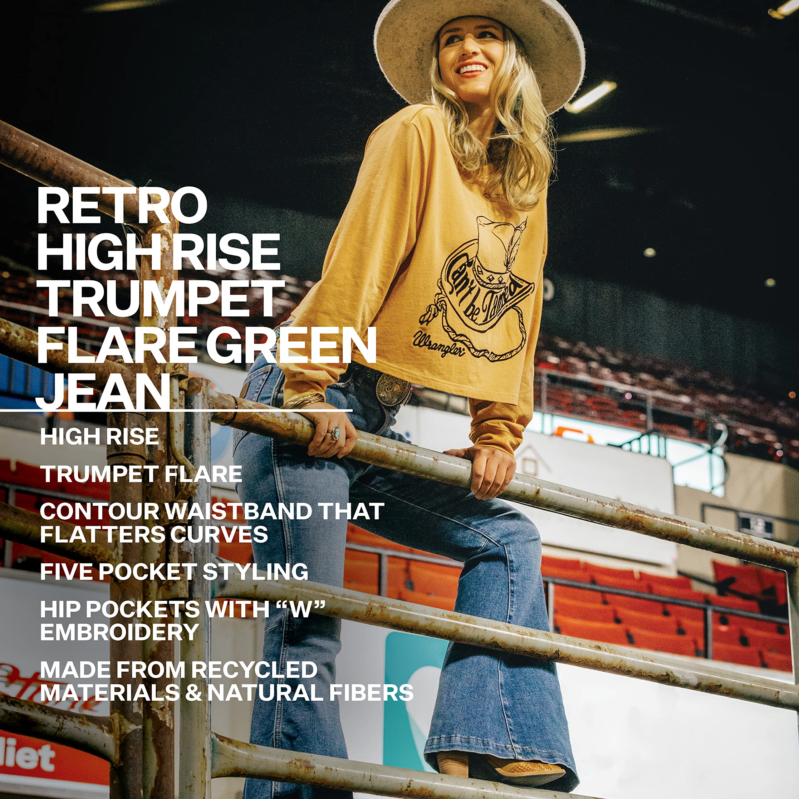 Wrangler Women's Retro High Rise Trumpet Flare Jeans - Vintage 70s Inspired Denim Pants for Casual & Boho Outfits | Perfect for Music Festivals & Everyday Wear