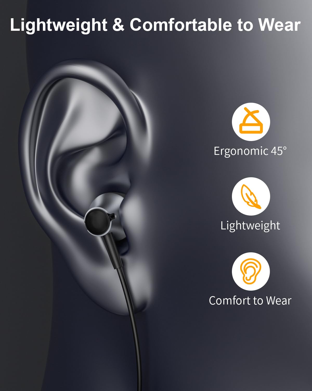 USB C Wired Headphones with Microphone & Volume Control - Noise Cancelling Stereo Earbuds for Samsung Galaxy S25/S24 Ultra/S23/S22 FE/A55, iPhone 16/15 Pro Max, Google Pixel 9 Pro - Perfect for Gaming, Travel & Work Calls