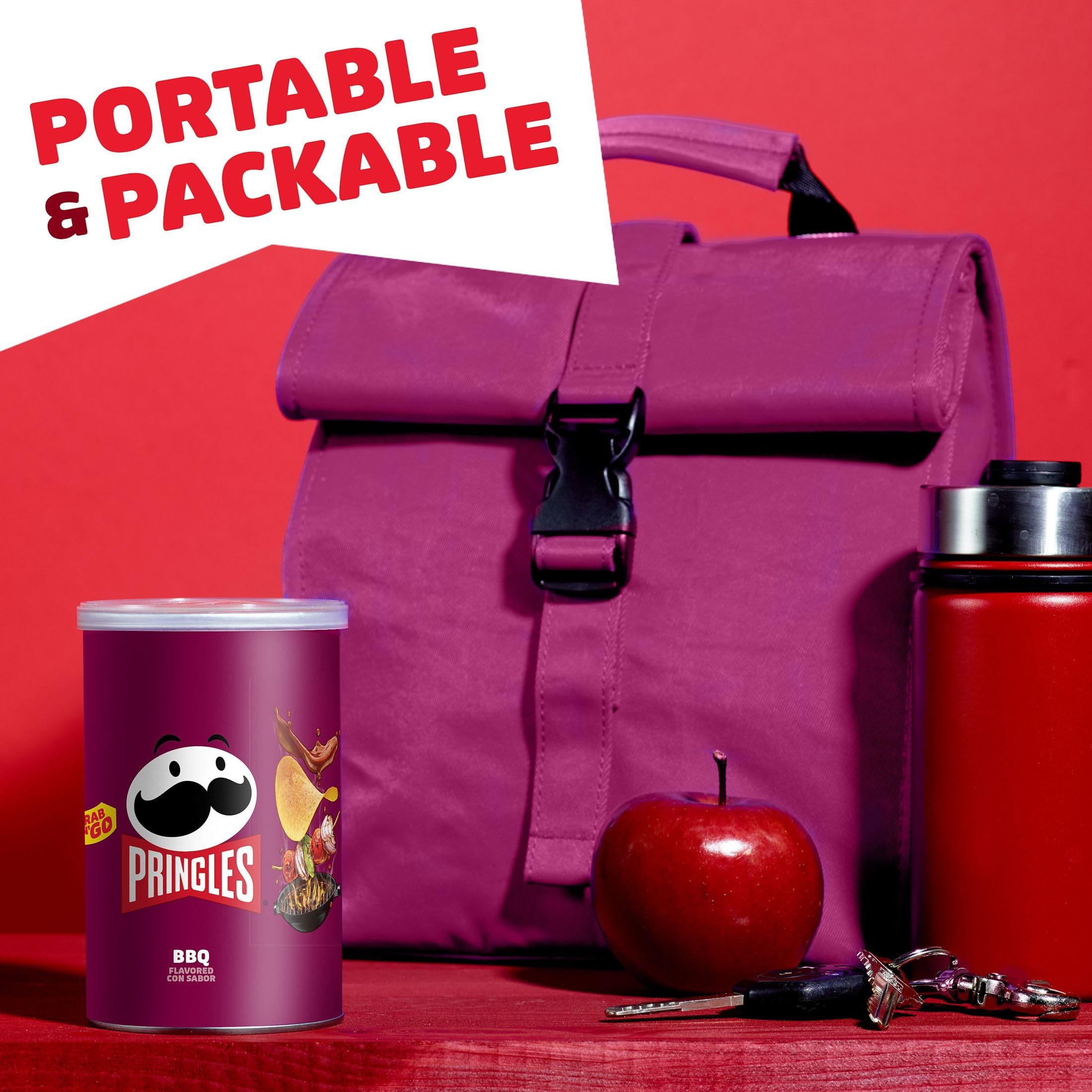 Pringles BBQ Flavored Potato Crisps - 12 Pack | Lunch Snacks, Office & Kids Snacks | Grab & Go Convenience | Perfect for Parties, Picnics & School Lunches